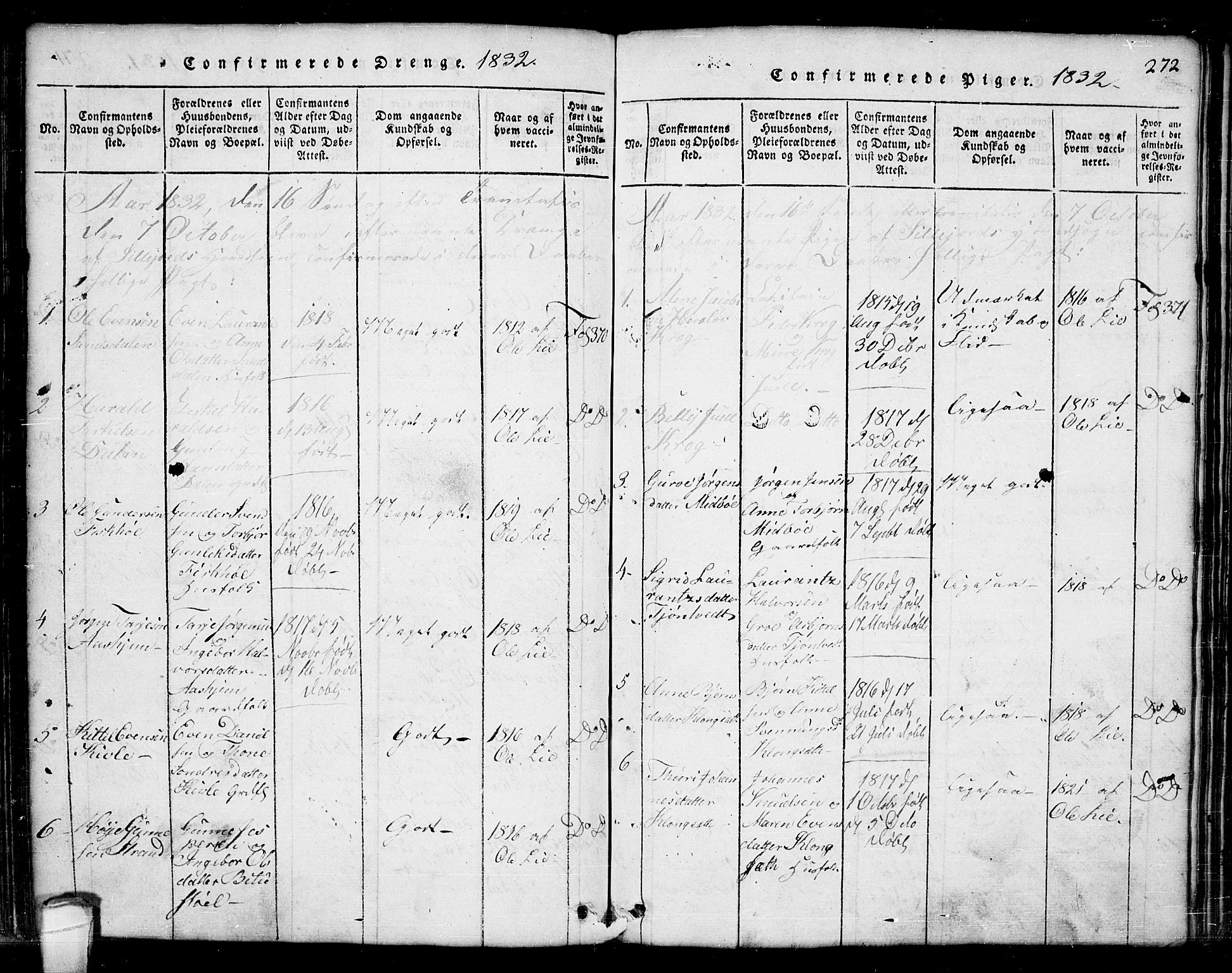 Seljord kirkebøker, SAKO/A-20/G/Ga/L0001: Parish register (copy) no. I 1, 1815-1854, p. 272