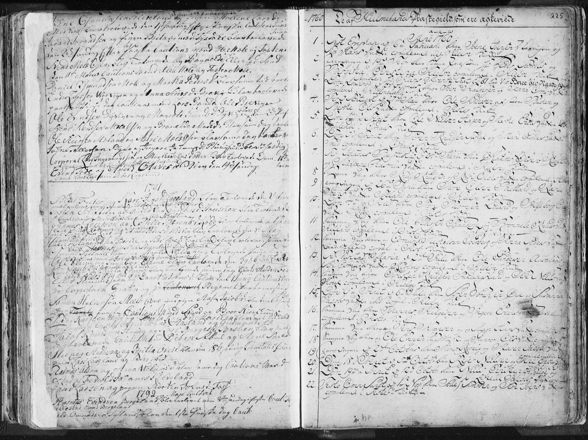 Hjelmeland sokneprestkontor, SAST/A-101843/01/IV/L0001: Parish register (official) no. A 1, 1760-1799, p. 224-225