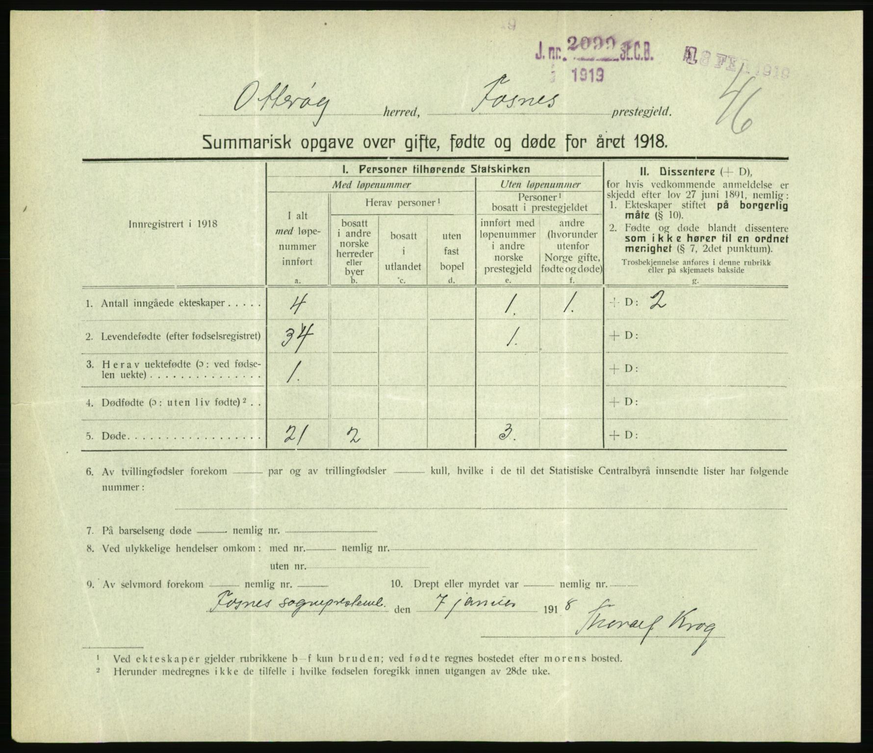 Statistisk sentralbyrå, Sosiodemografiske emner, Befolkning, RA/S-2228/D/Df/Dfb/Dfbh/L0059: Summariske oppgaver over gifte, fødte og døde for hele landet., 1918, p. 1439