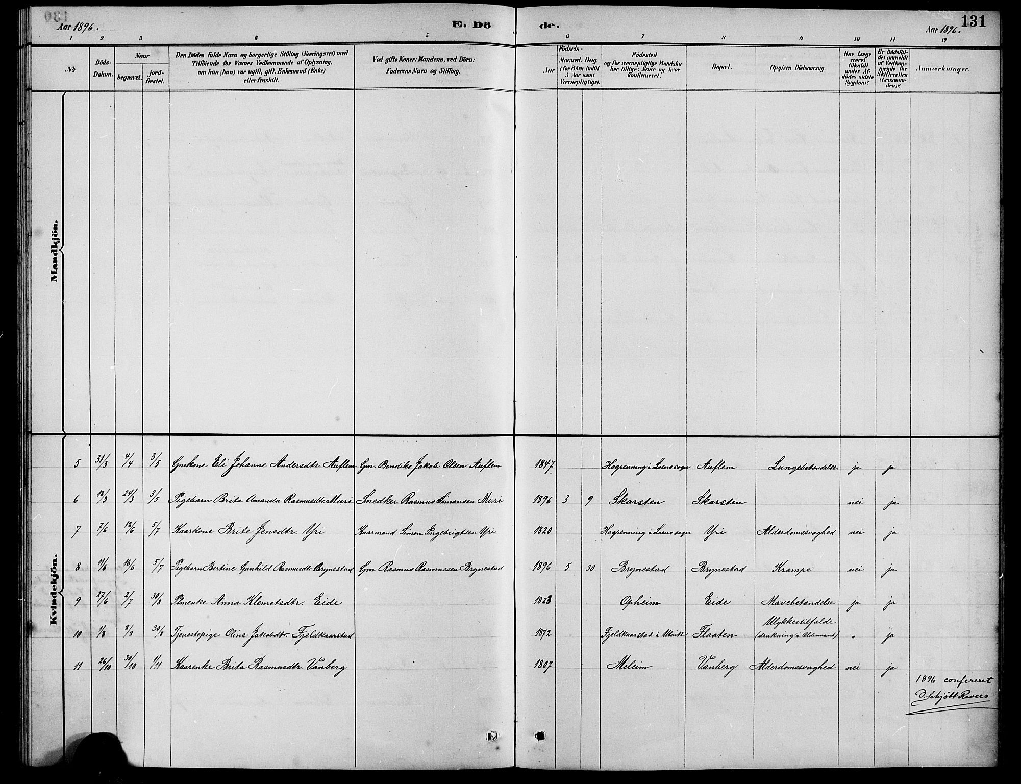 Innvik sokneprestembete, SAB/A-80501: Parish register (copy) no. B 3, 1886-1897, p. 131