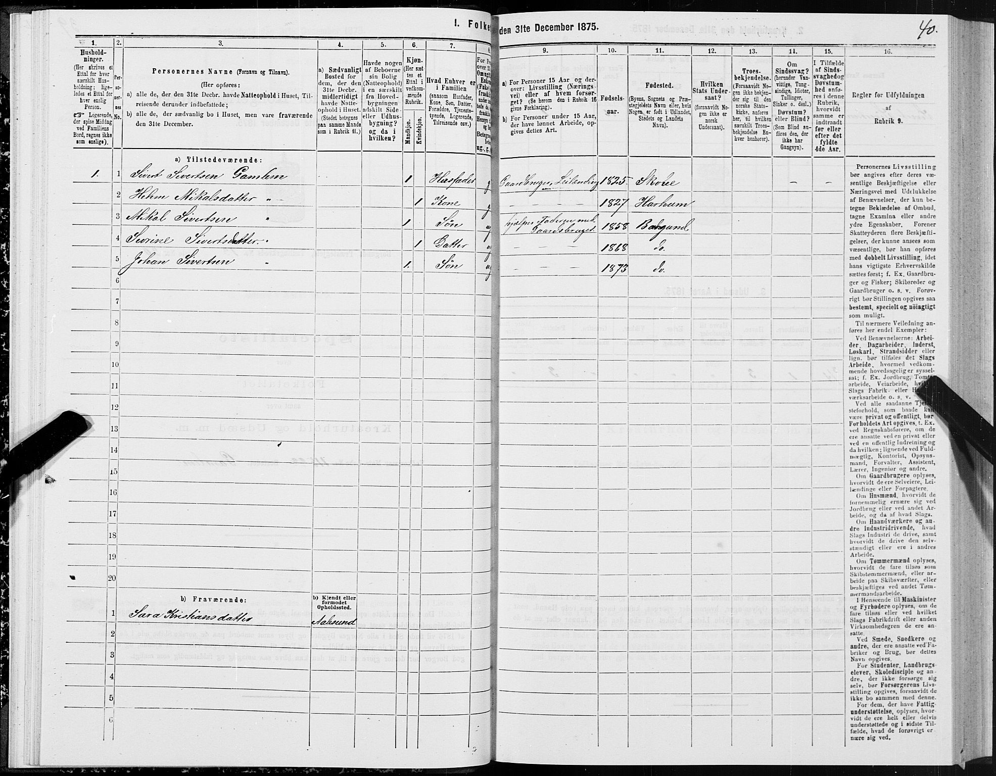 SAT, 1875 census for 1531P Borgund, 1875, p. 7040