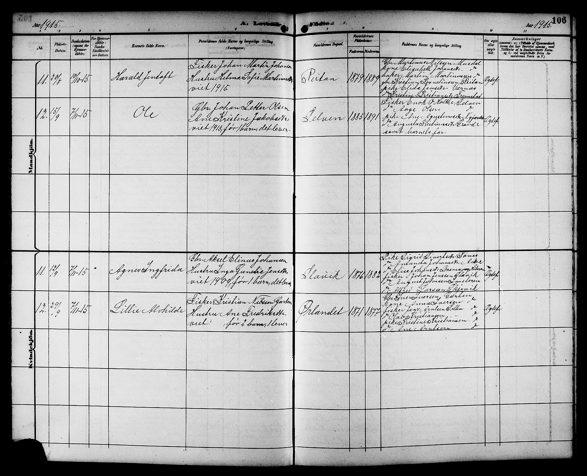 Ministerialprotokoller, klokkerbøker og fødselsregistre - Sør-Trøndelag, SAT/A-1456/662/L0757: Parish register (copy) no. 662C02, 1892-1918, p. 106