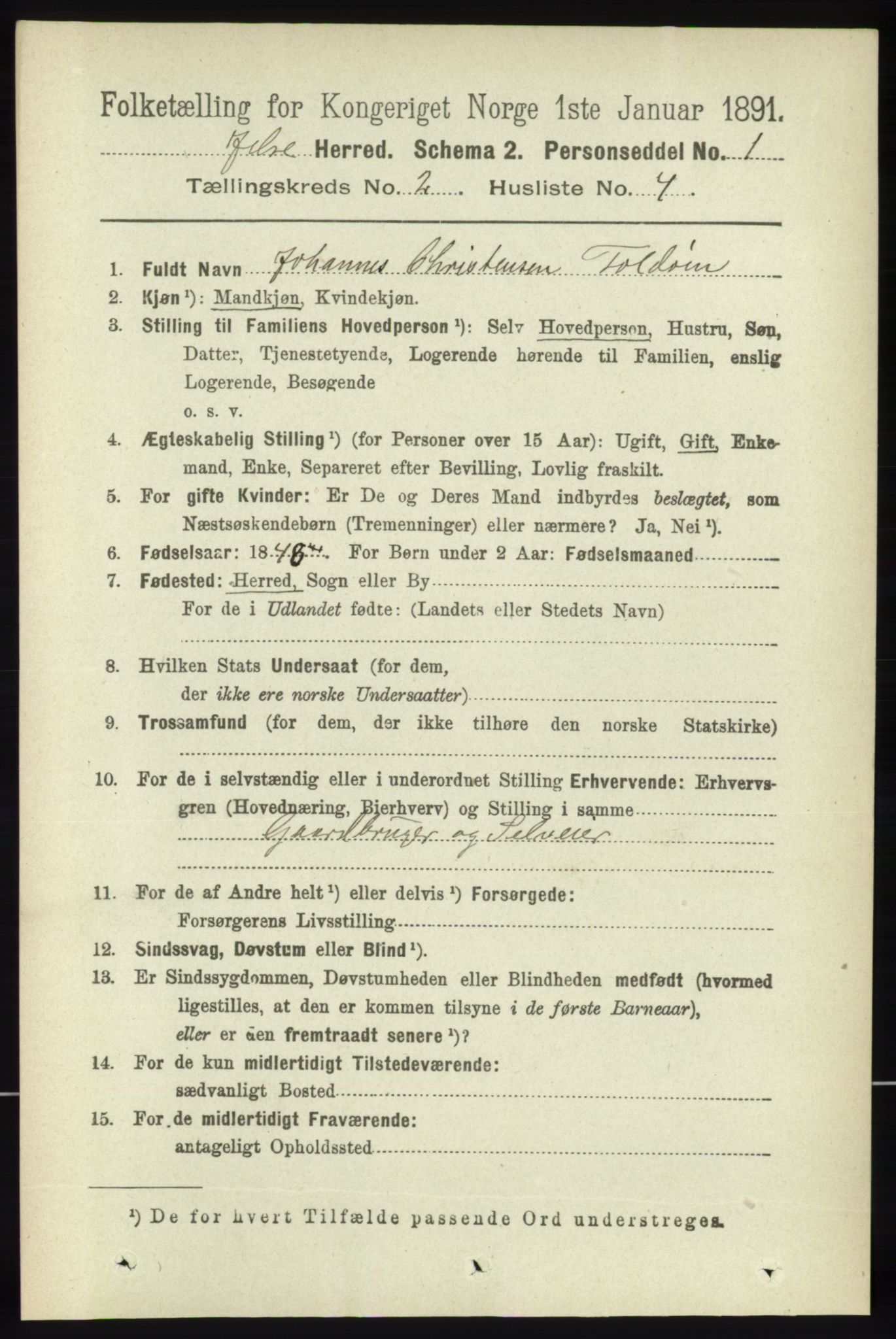 RA, 1891 census for 1138 Jelsa, 1891, p. 255