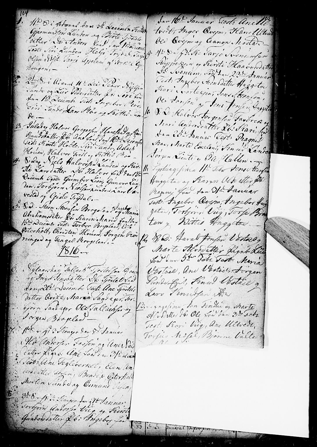 Gjerstad sokneprestkontor, SAK/1111-0014/F/Fb/Fba/L0001: Parish register (copy) no. B 1, 1797-1816, p. 104-105