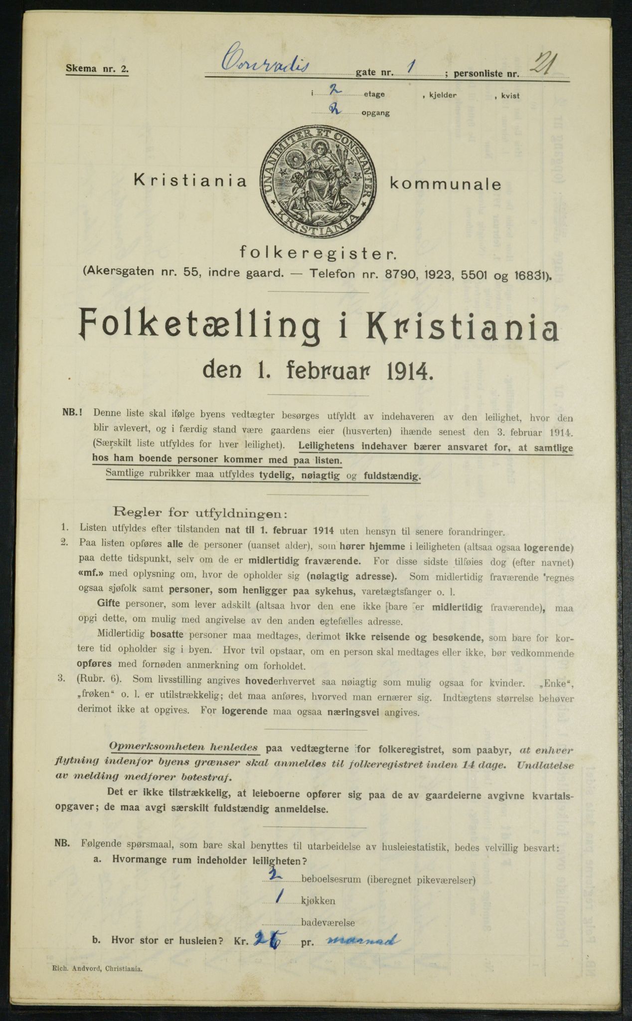 OBA, Municipal Census 1914 for Kristiania, 1914, p. 13441