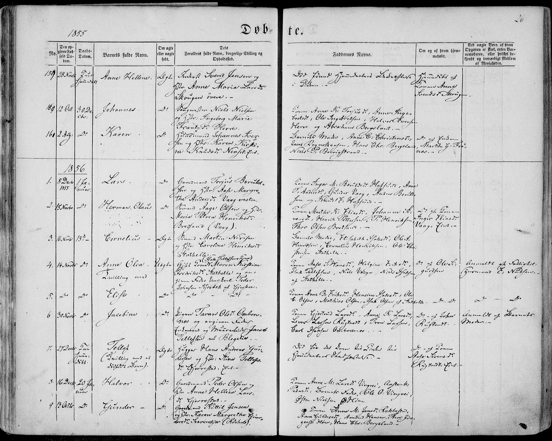 Bamble kirkebøker, SAKO/A-253/F/Fa/L0005: Parish register (official) no. I 5, 1854-1869, p. 26