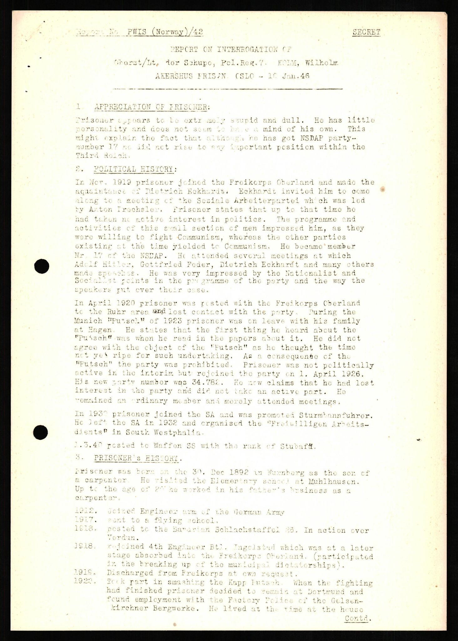 Forsvaret, Forsvarets overkommando II, AV/RA-RAFA-3915/D/Db/L0017: CI Questionaires. Tyske okkupasjonsstyrker i Norge. Tyskere., 1945-1946, p. 486