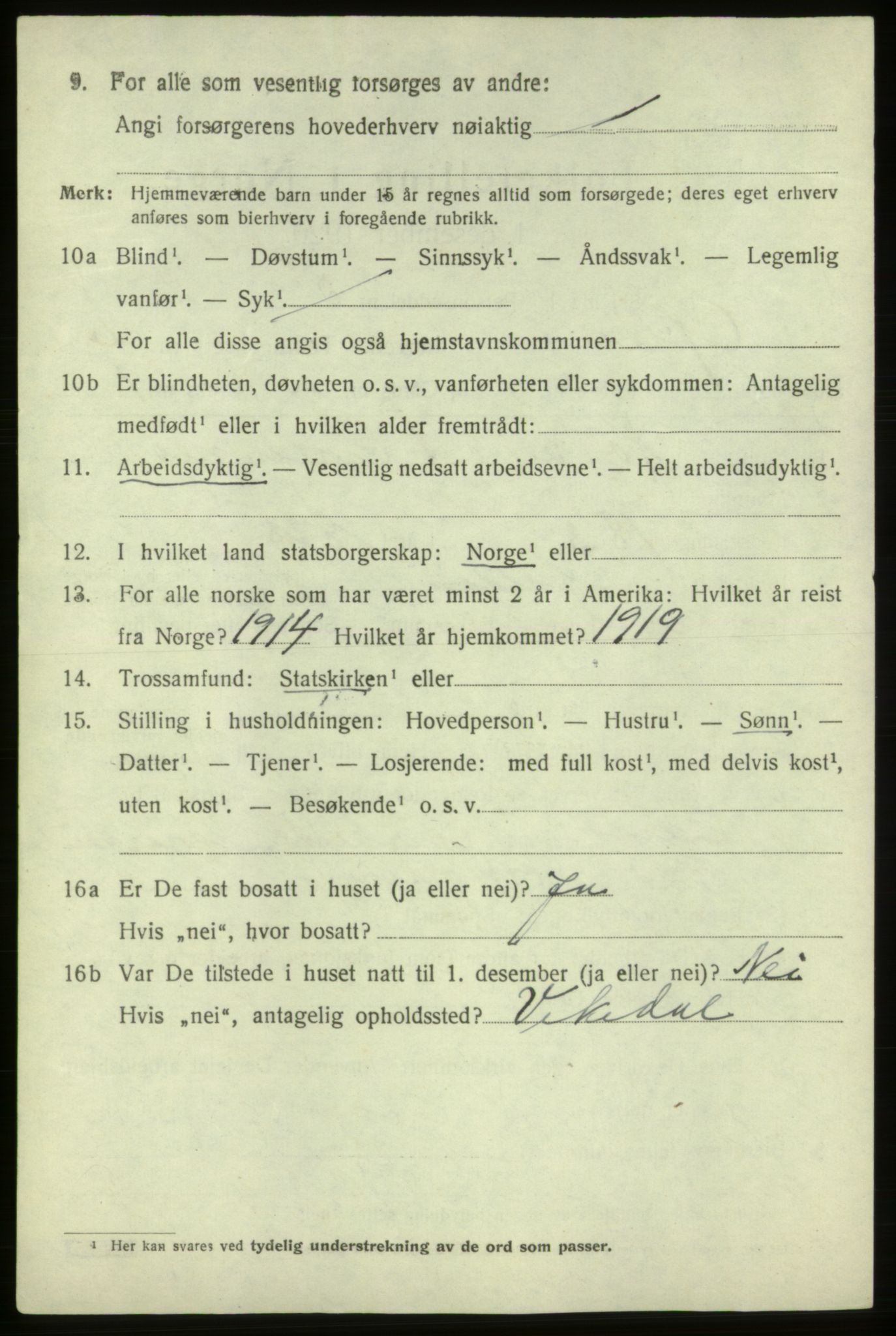 SAB, 1920 census for Ølen, 1920, p. 912