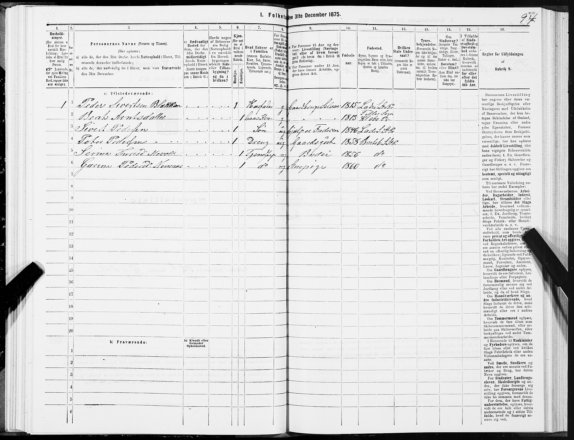 SAT, 1875 census for 1660P Strinda, 1875, p. 7094