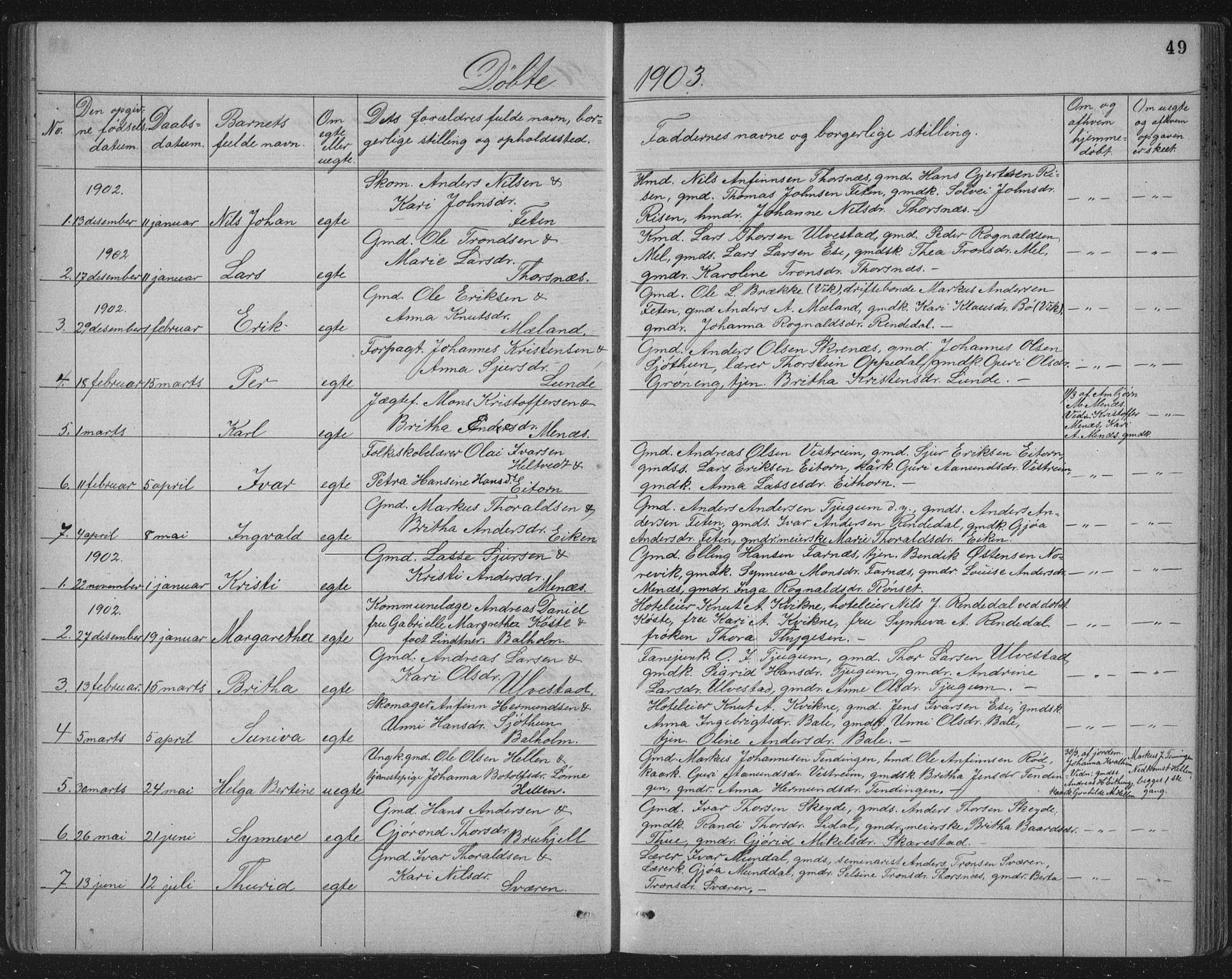 Balestrand sokneprestembete, AV/SAB-A-79601/H/Hab/Haba/L0002: Parish register (copy) no. A 2, 1880-1919, p. 49