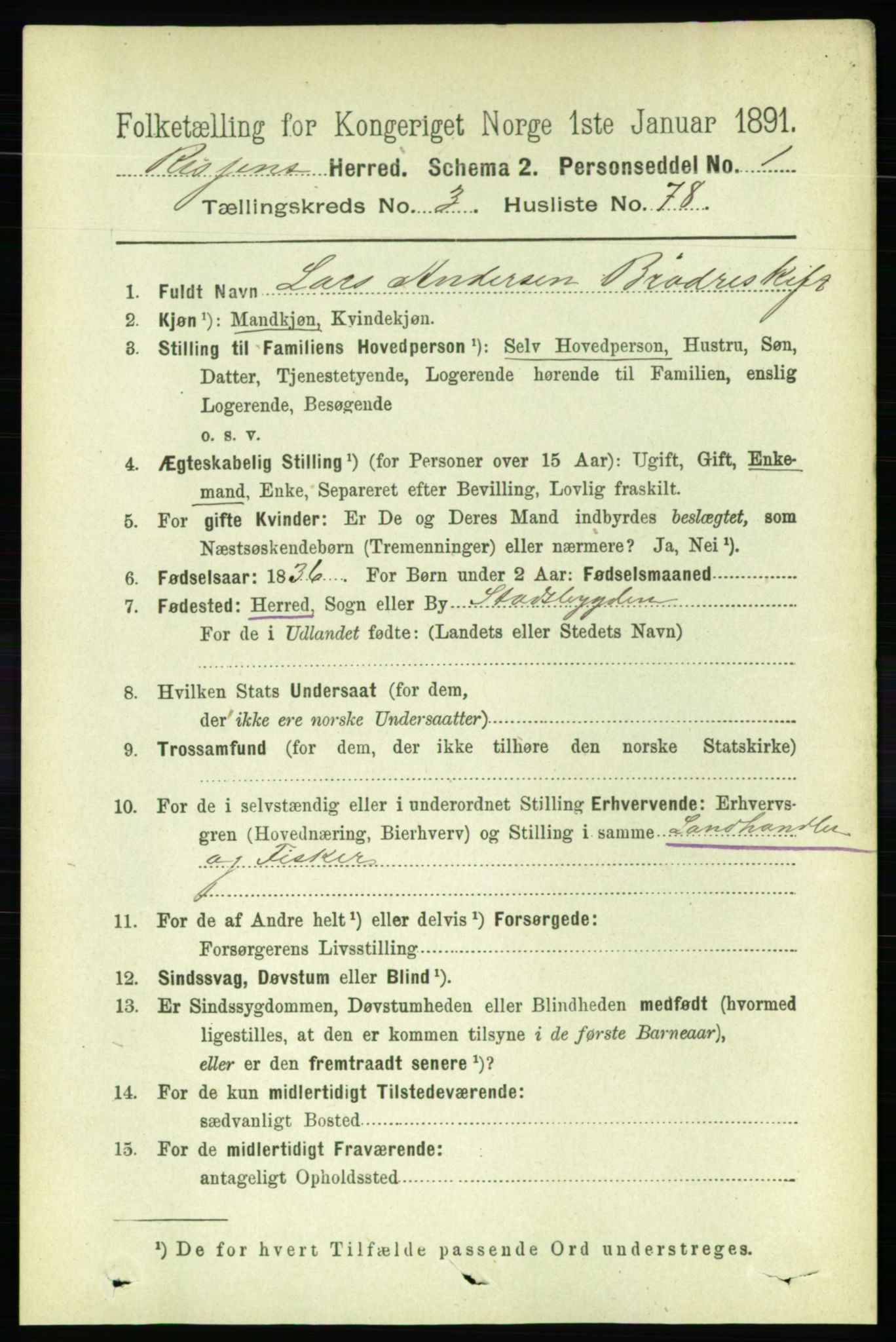 RA, 1891 census for 1624 Rissa, 1891, p. 2066