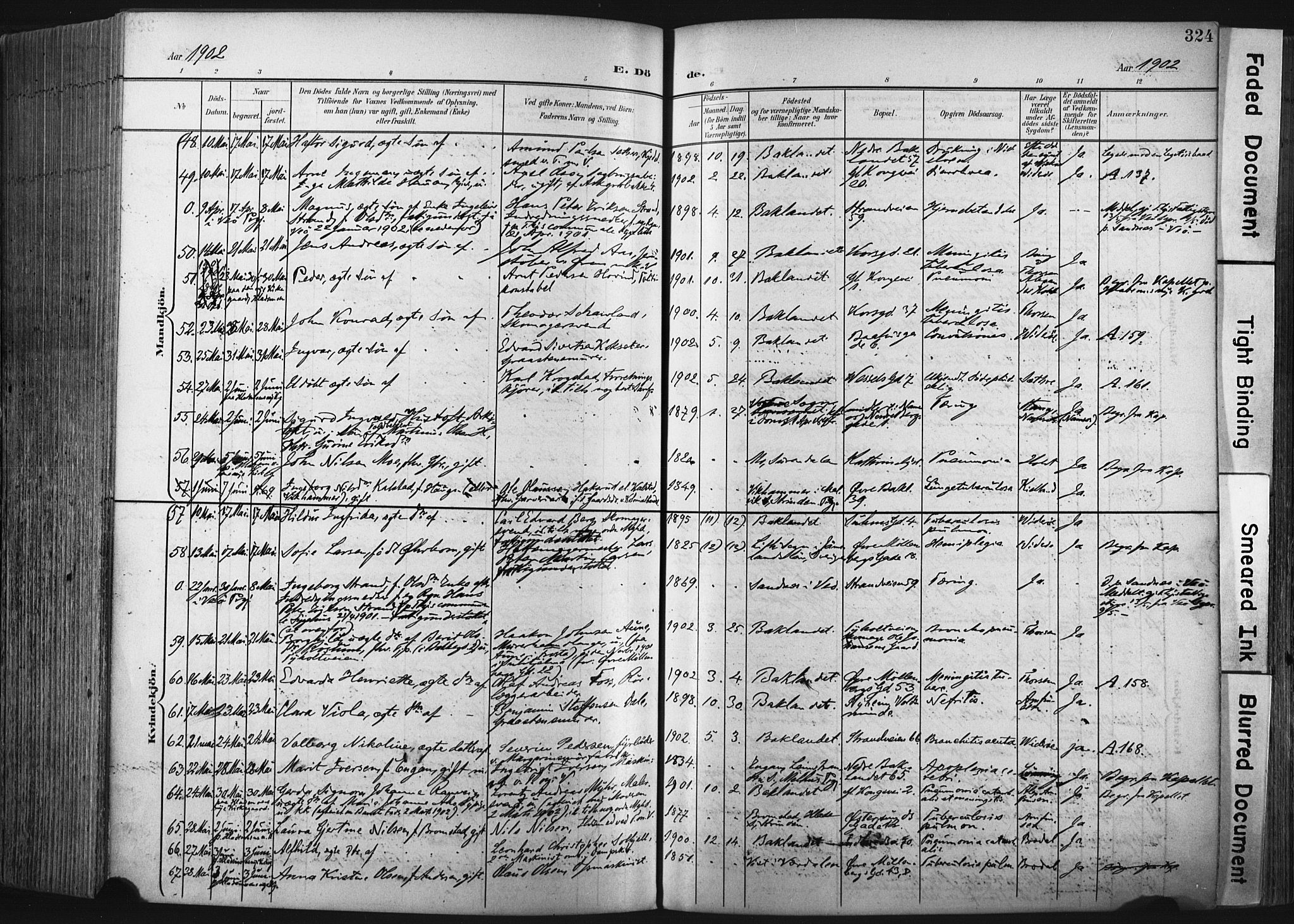 Ministerialprotokoller, klokkerbøker og fødselsregistre - Sør-Trøndelag, AV/SAT-A-1456/604/L0201: Parish register (official) no. 604A21, 1901-1911, p. 324