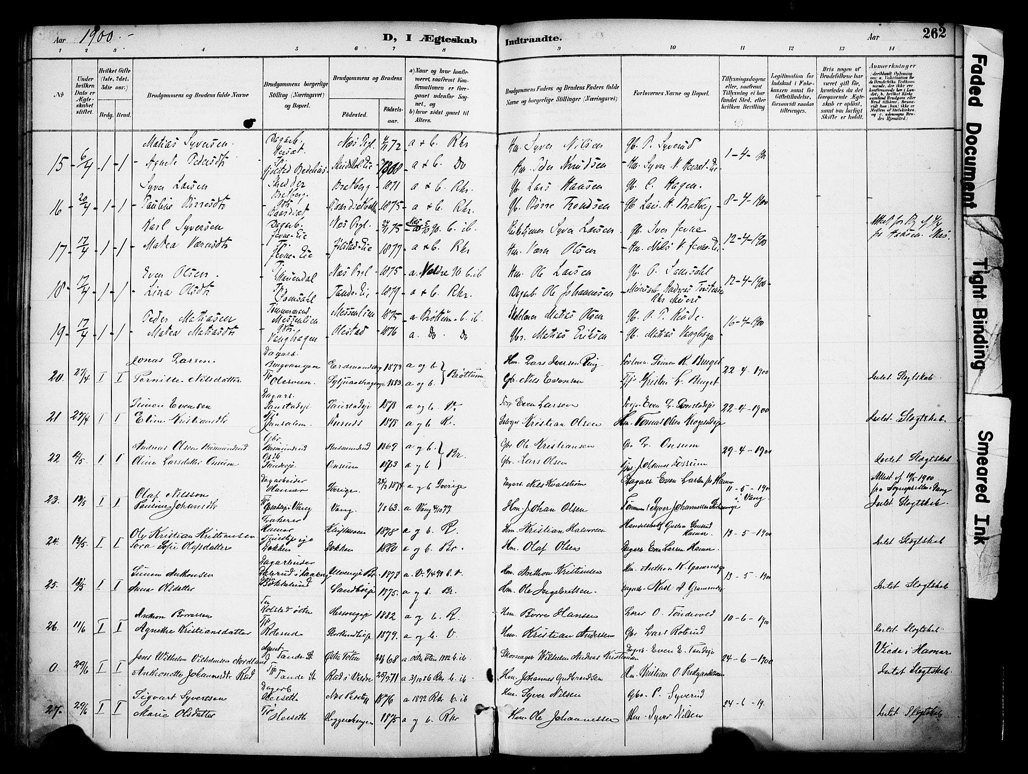 Ringsaker prestekontor, AV/SAH-PREST-014/K/Ka/L0017: Parish register (official) no. 17, 1891-1902, p. 262