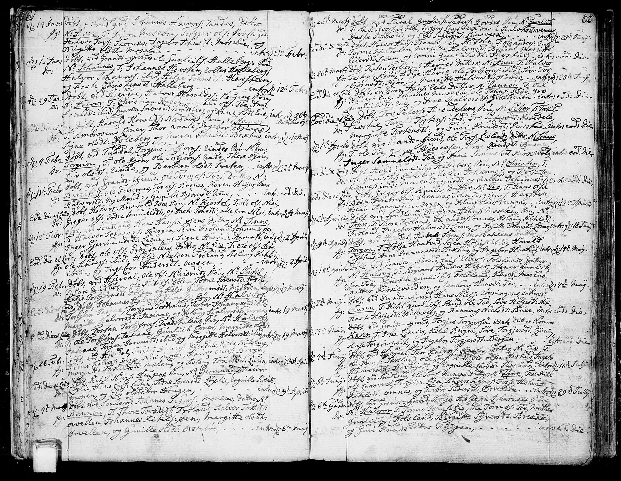 Hjartdal kirkebøker, SAKO/A-270/F/Fa/L0005: Parish register (official) no. I 5, 1776-1801, p. 61-62
