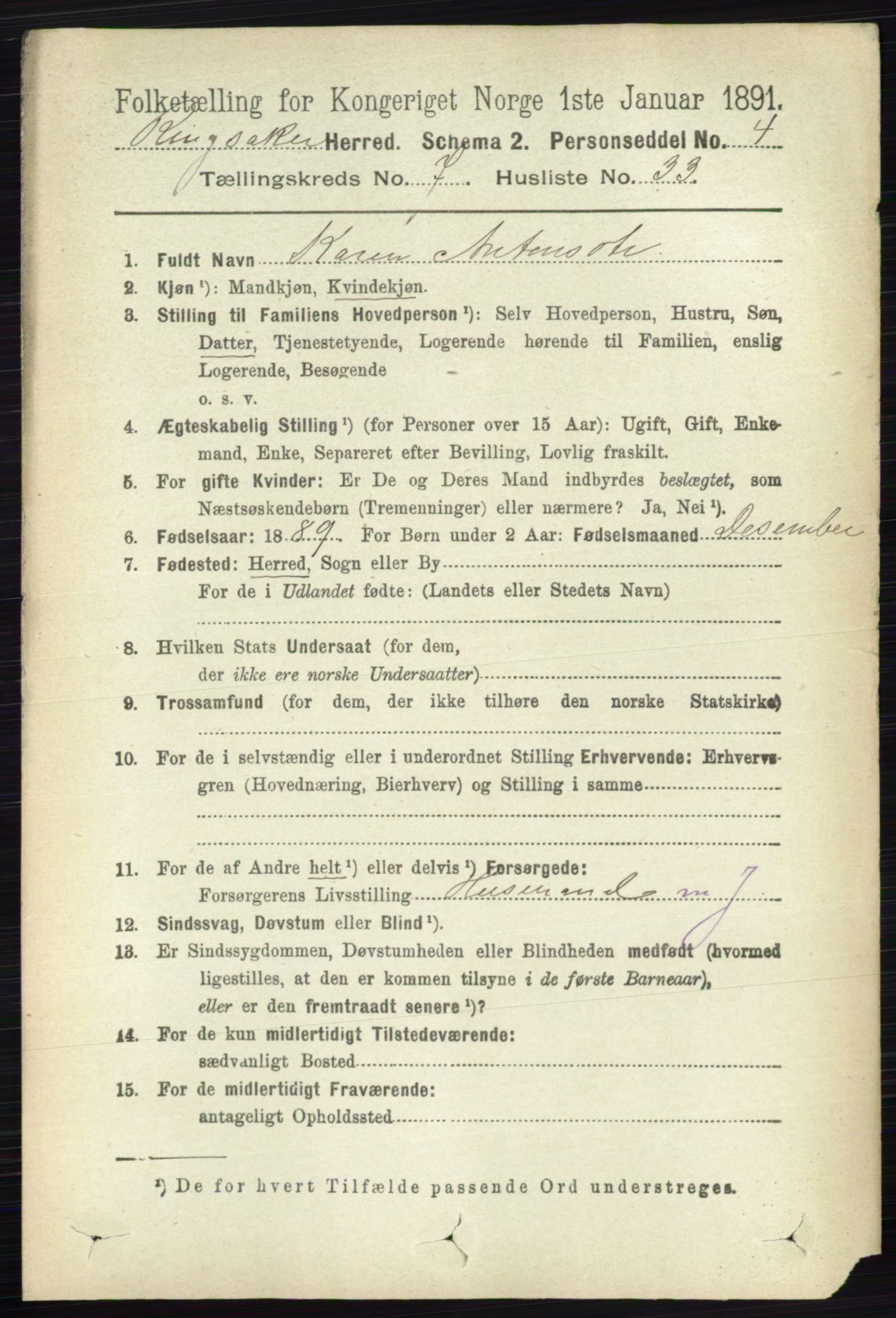 RA, 1891 census for 0412 Ringsaker, 1891, p. 4115