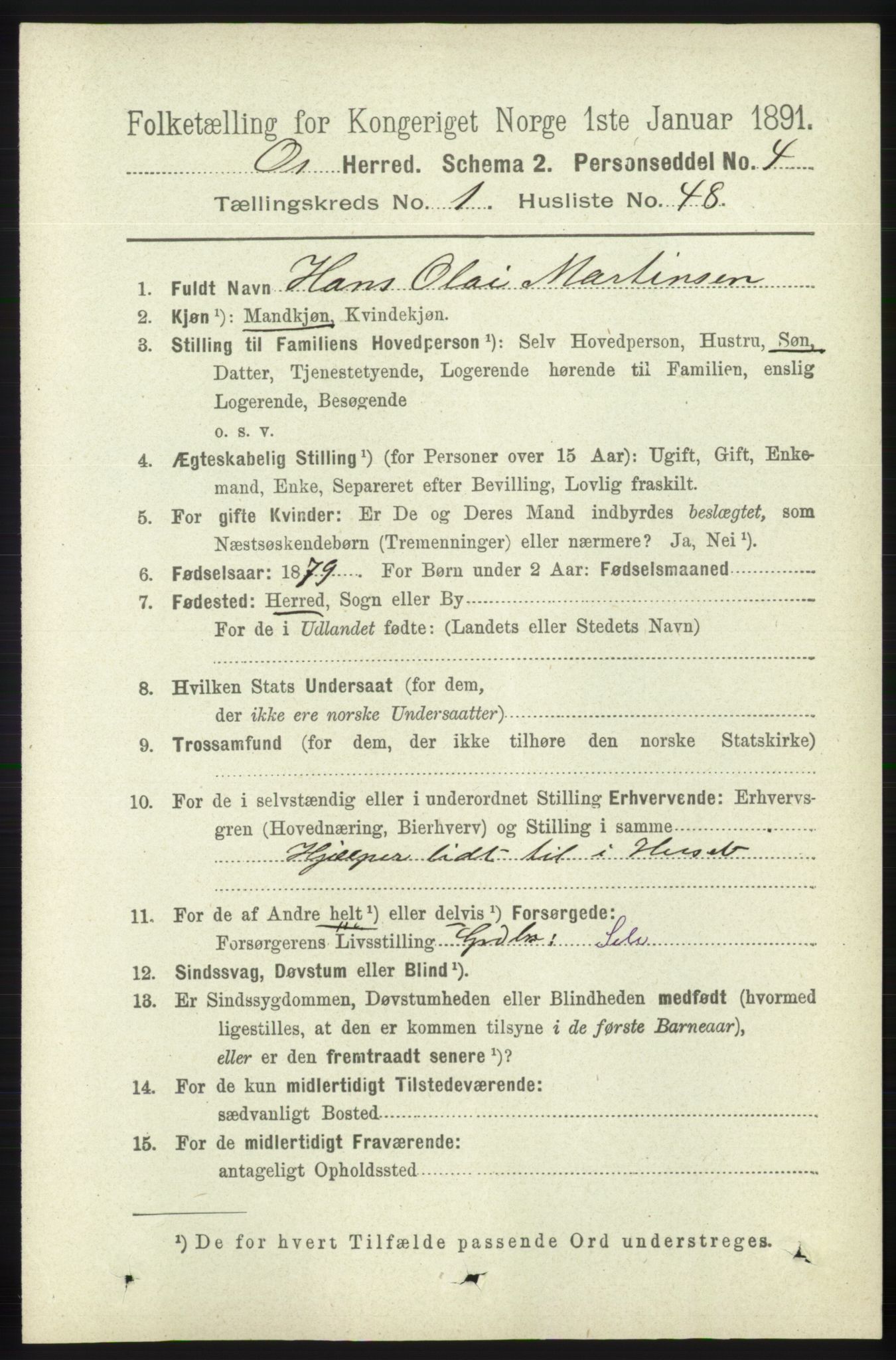 RA, 1891 census for 1243 Os, 1891, p. 348