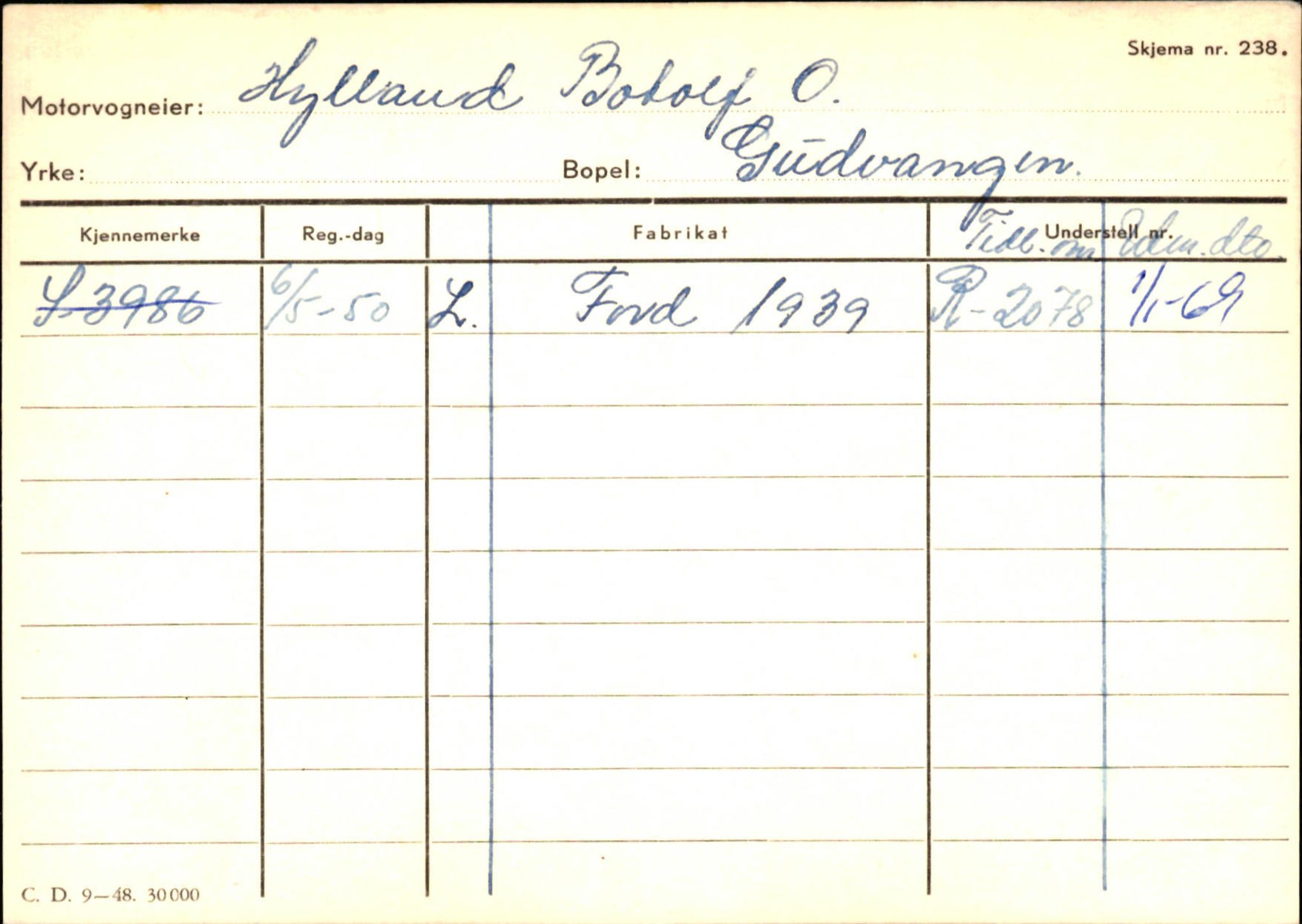 Statens vegvesen, Sogn og Fjordane vegkontor, AV/SAB-A-5301/4/F/L0125: Eigarregister Sogndal V-Å. Aurland A-Å. Fjaler A-N, 1945-1975, p. 735