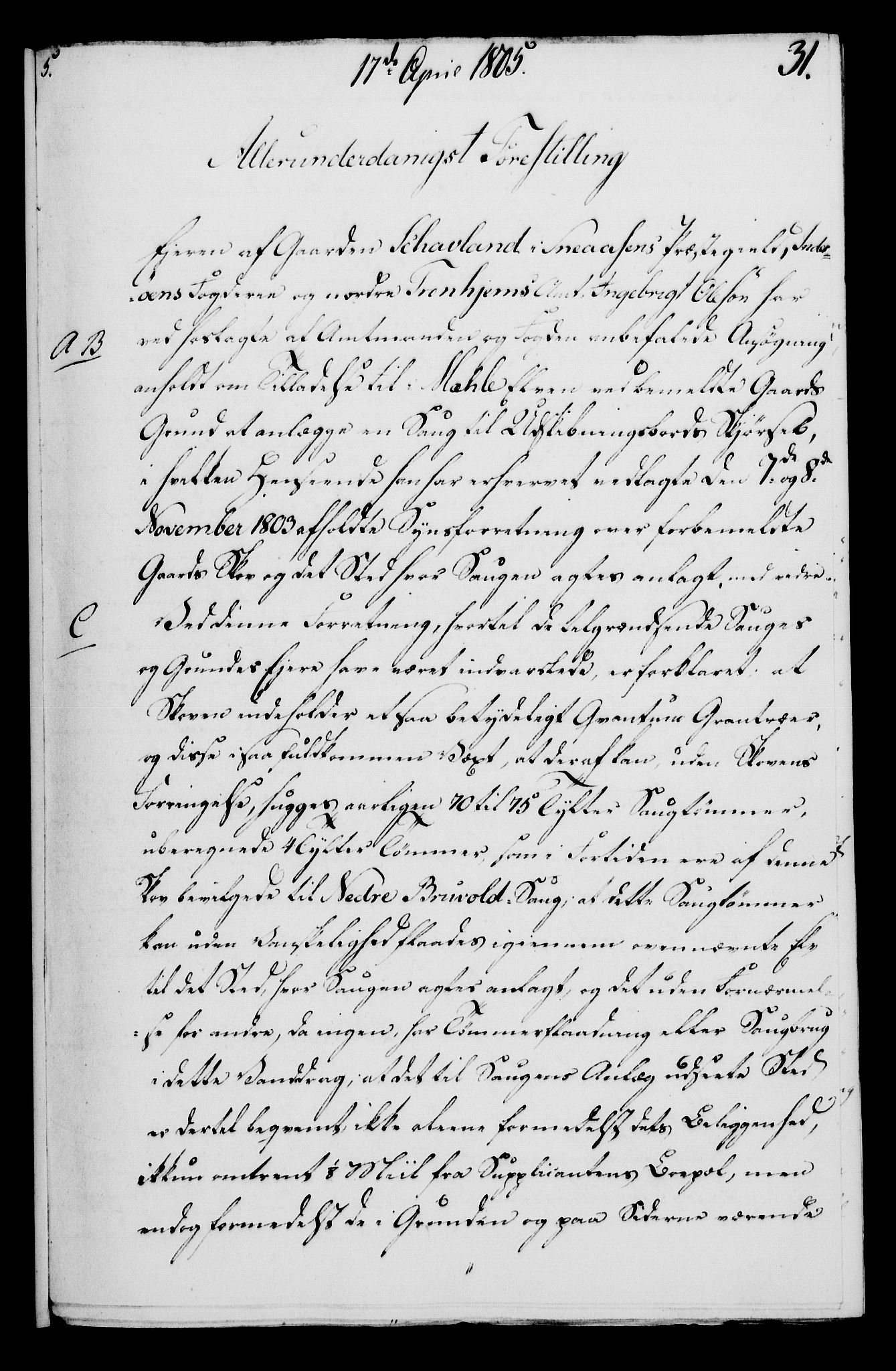 Rentekammeret, Kammerkanselliet, RA/EA-3111/G/Gf/Gfa/L0087: Norsk relasjons- og resolusjonsprotokoll (merket RK 52.87), 1805, p. 187