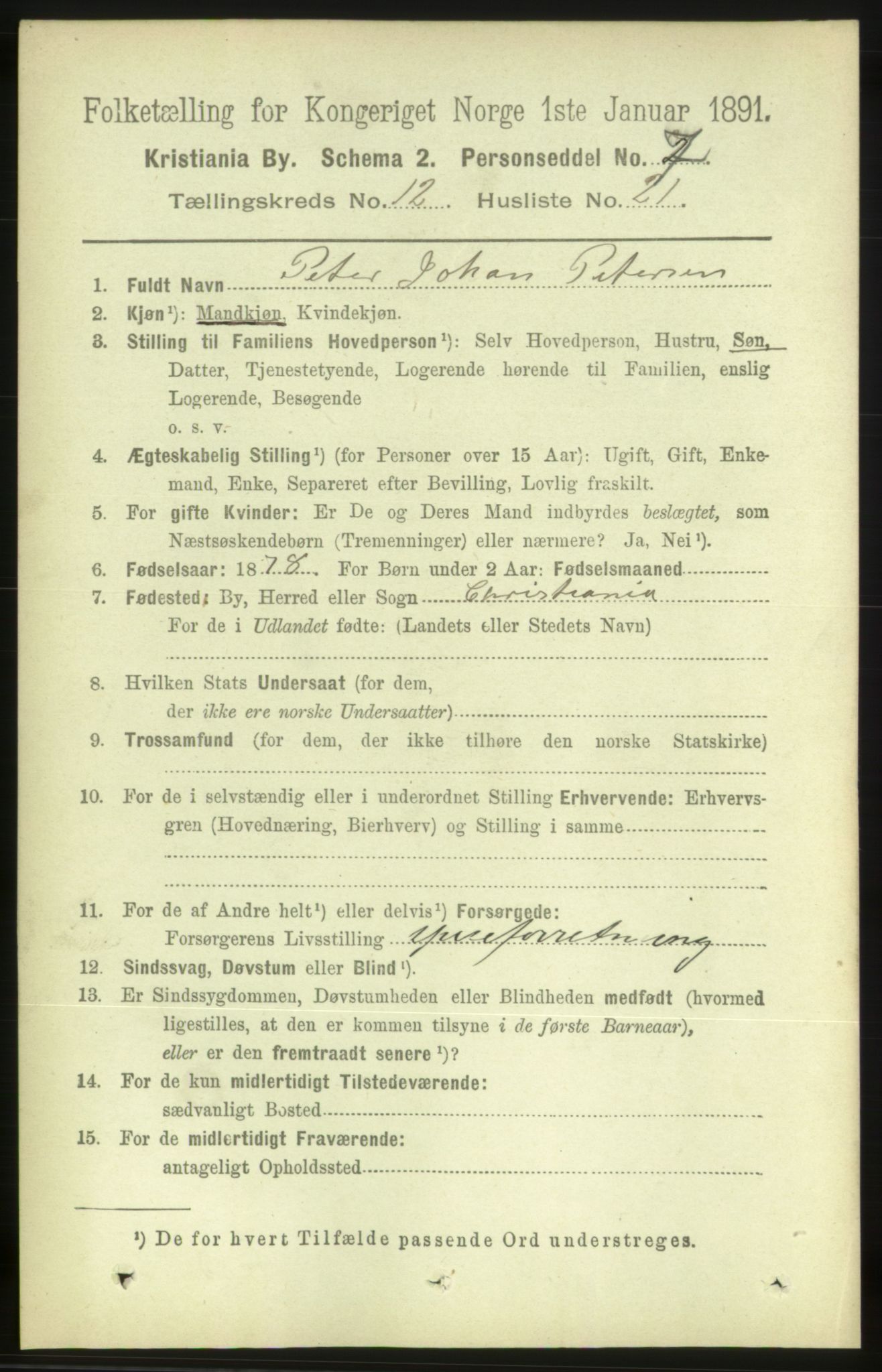 RA, 1891 census for 0301 Kristiania, 1891, p. 5805