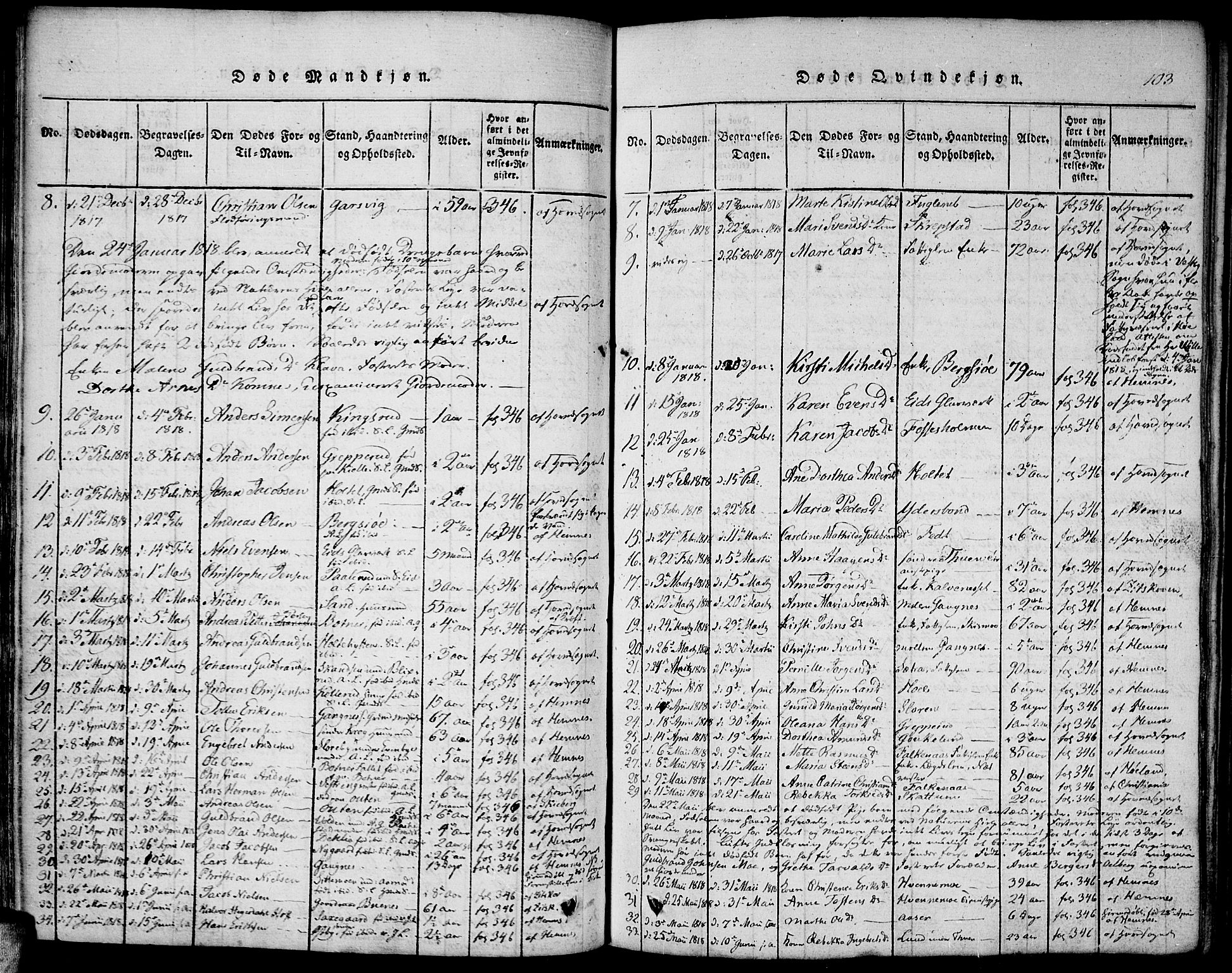 Høland prestekontor Kirkebøker, AV/SAO-A-10346a/F/Fa/L0007: Parish register (official) no. I 7, 1814-1827, p. 103