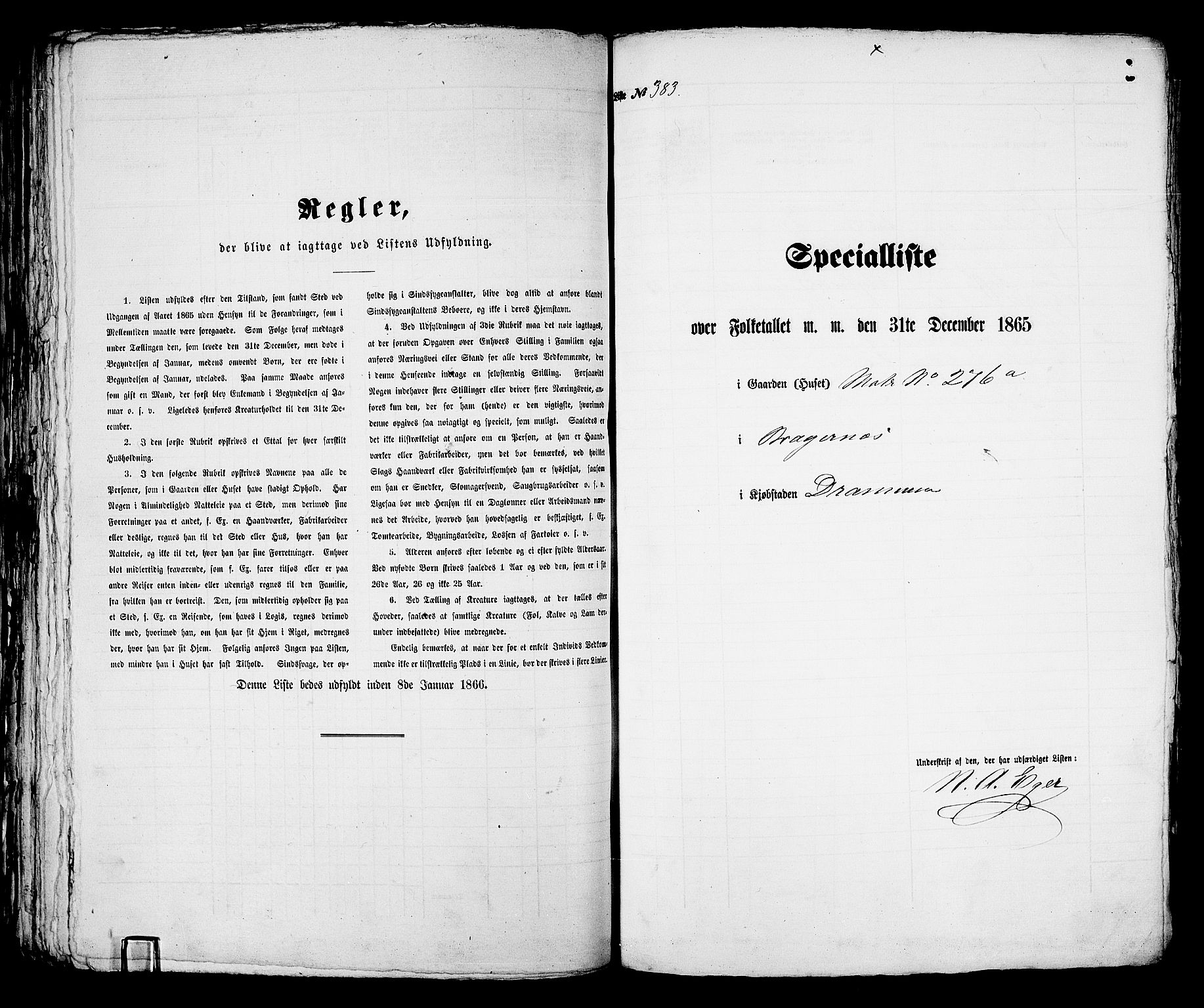 RA, 1865 census for Bragernes in Drammen, 1865, p. 806