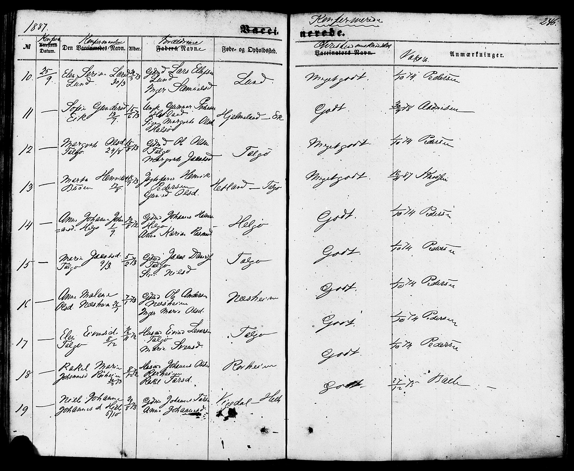 Nedstrand sokneprestkontor, AV/SAST-A-101841/01/IV: Parish register (official) no. A 10, 1861-1887, p. 246