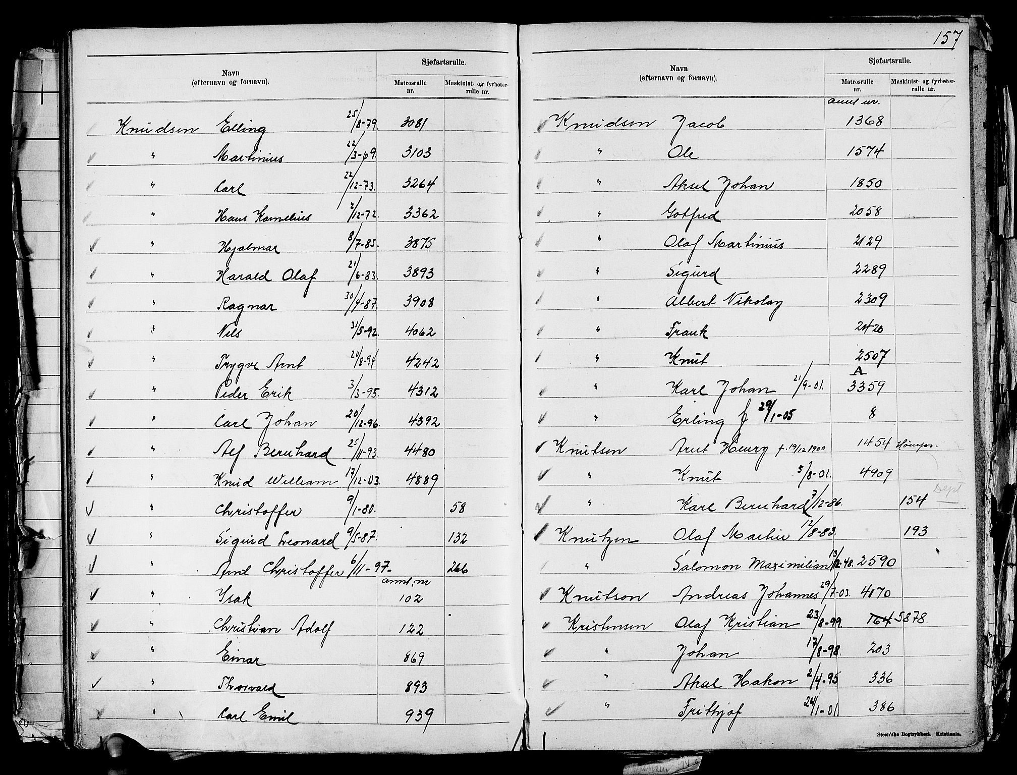 Drammen innrulleringsdistrikt, SAKO/A-781/G/Ga/L0001: Navneregister til rullene, 1860-1948, p. 165