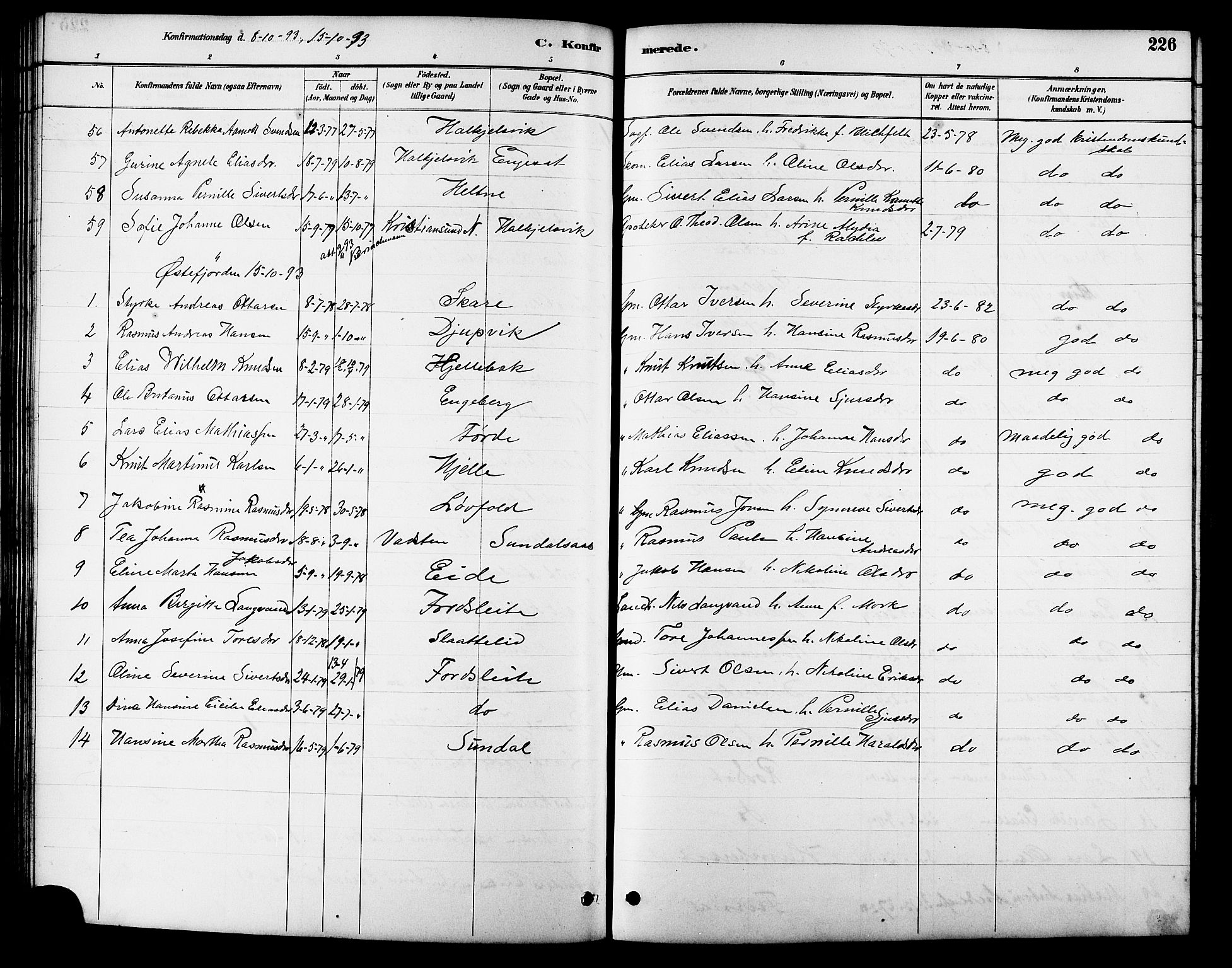 Ministerialprotokoller, klokkerbøker og fødselsregistre - Møre og Romsdal, AV/SAT-A-1454/511/L0158: Parish register (copy) no. 511C04, 1884-1903, p. 226