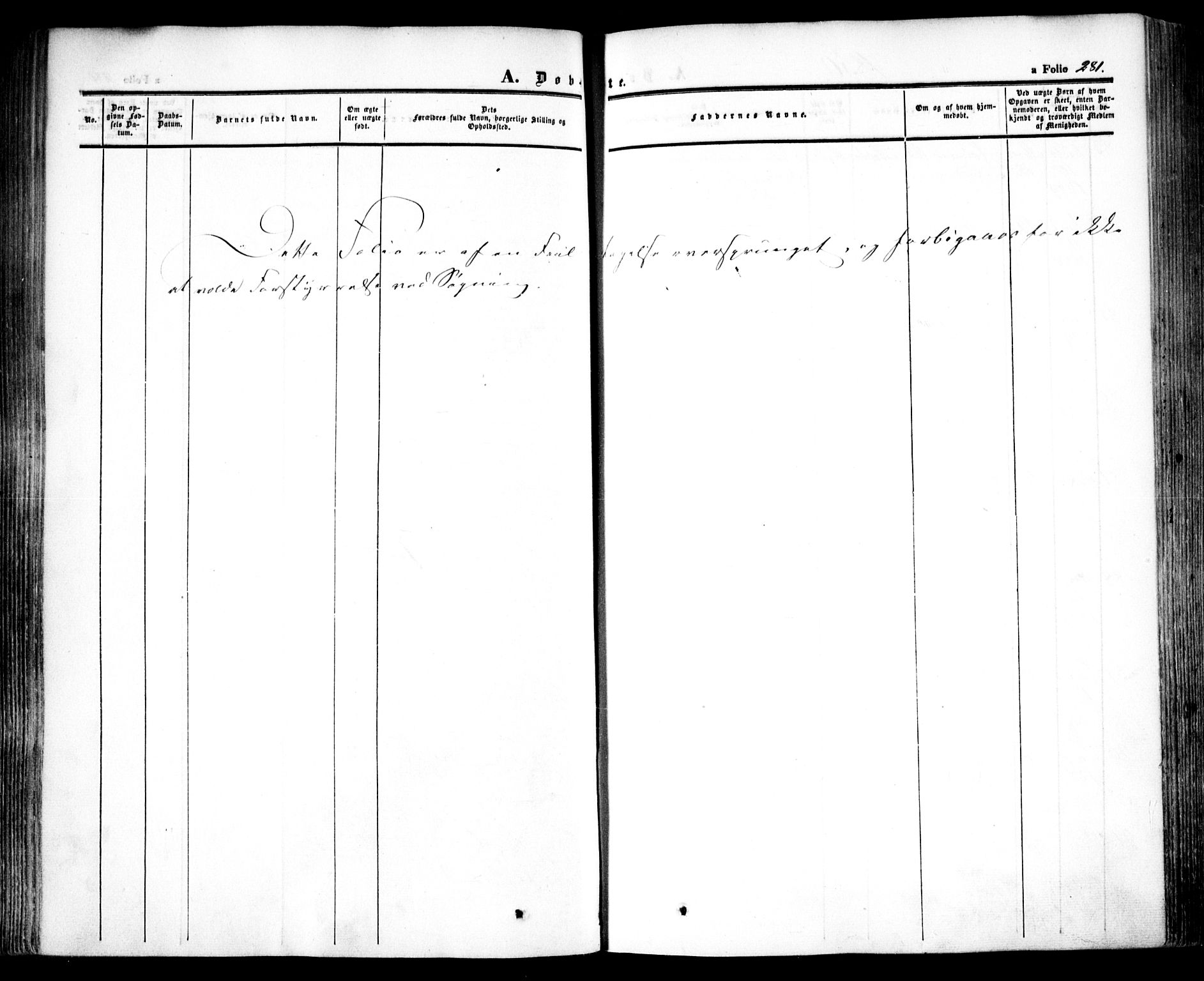 Oslo domkirke Kirkebøker, AV/SAO-A-10752/F/Fa/L0013: Parish register (official) no. 13, 1844-1864, p. 281