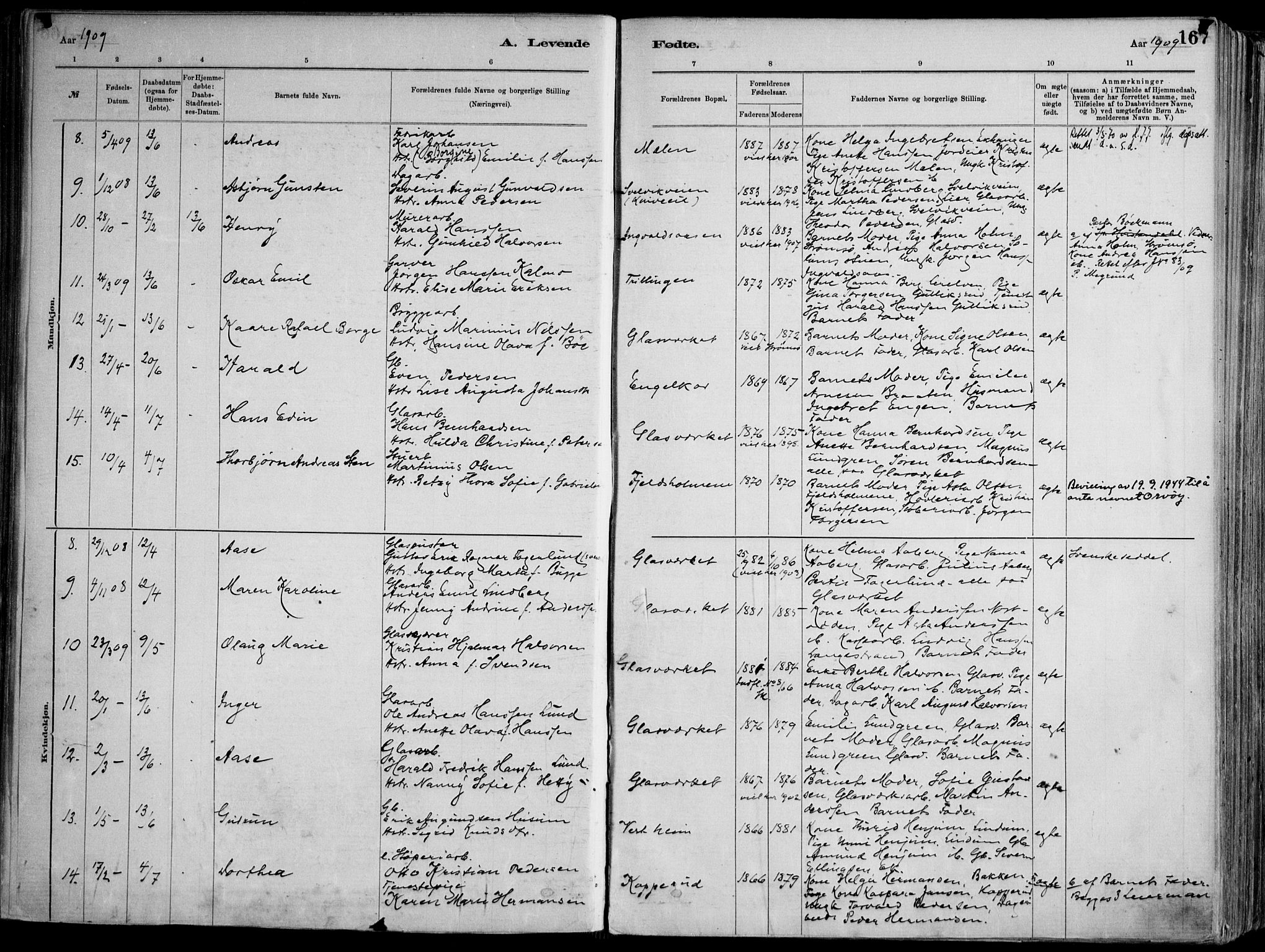 Skoger kirkebøker, AV/SAKO-A-59/F/Fa/L0006: Parish register (official) no. I 6, 1885-1910, p. 167