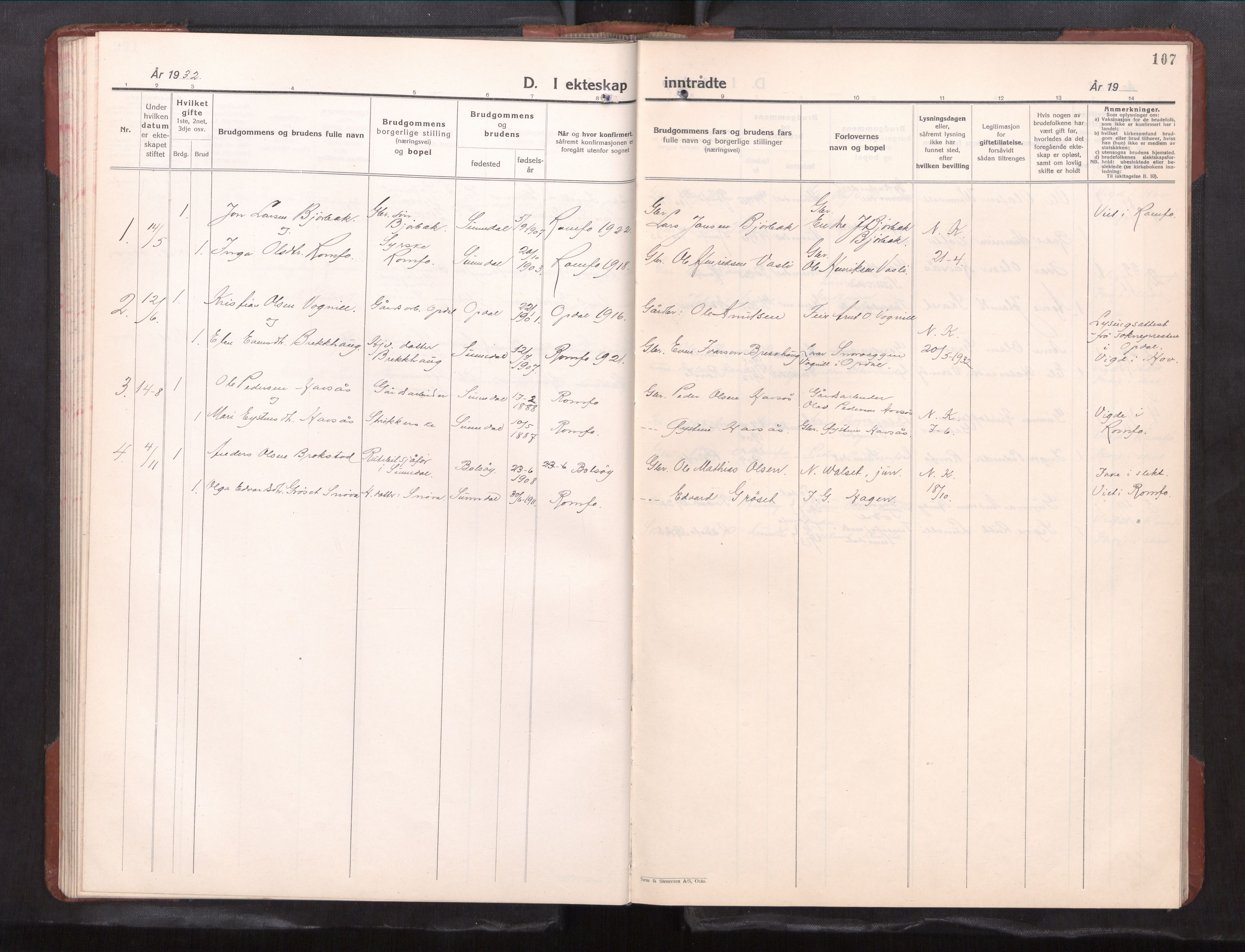Ministerialprotokoller, klokkerbøker og fødselsregistre - Møre og Romsdal, AV/SAT-A-1454/591/L1021: Parish register (copy) no. 591---, 1930-1971, p. 107