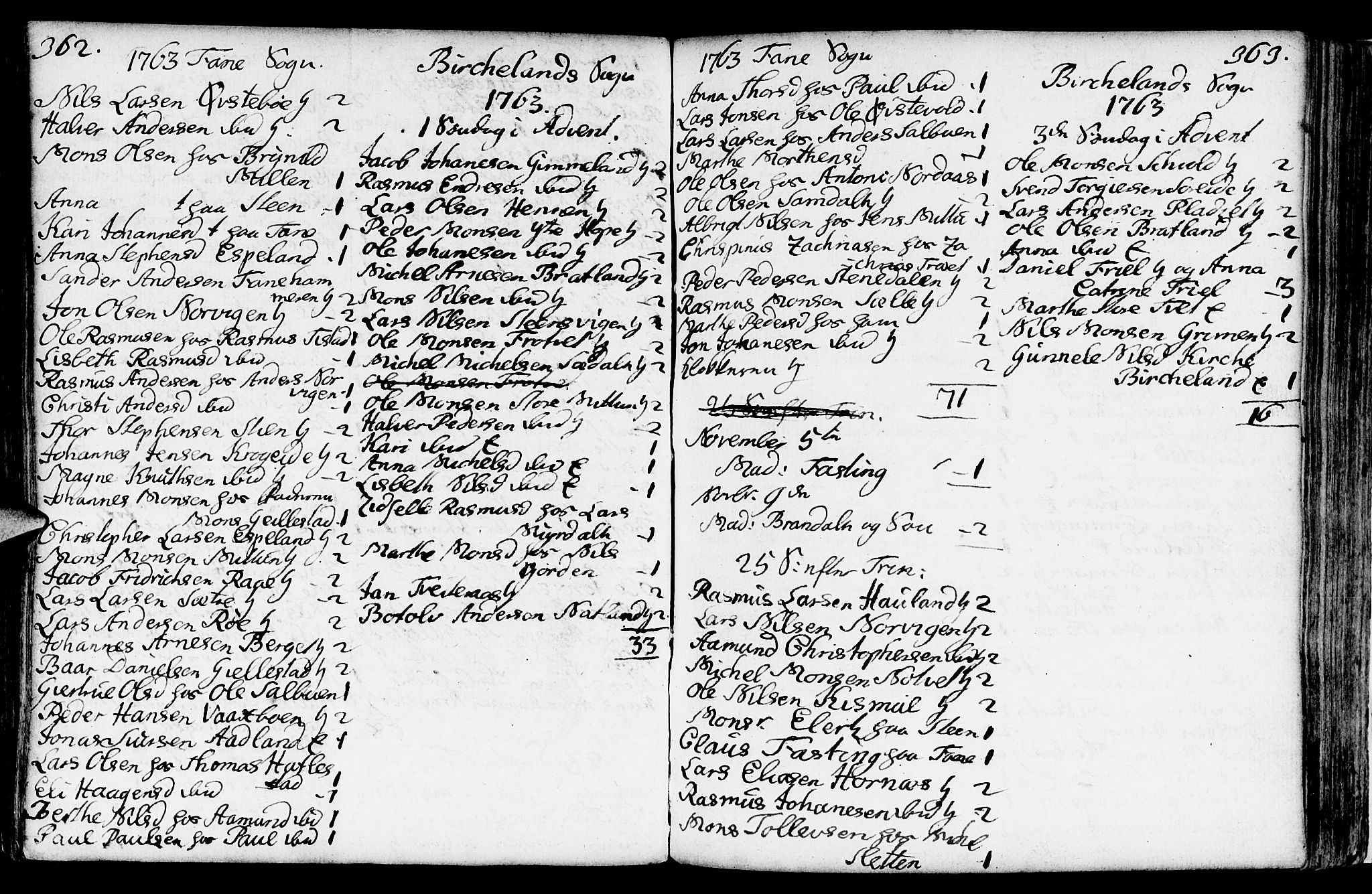 Fana Sokneprestembete, AV/SAB-A-75101/H/Haa/Haaa/L0004: Parish register (official) no. A 4, 1757-1774, p. 362-363