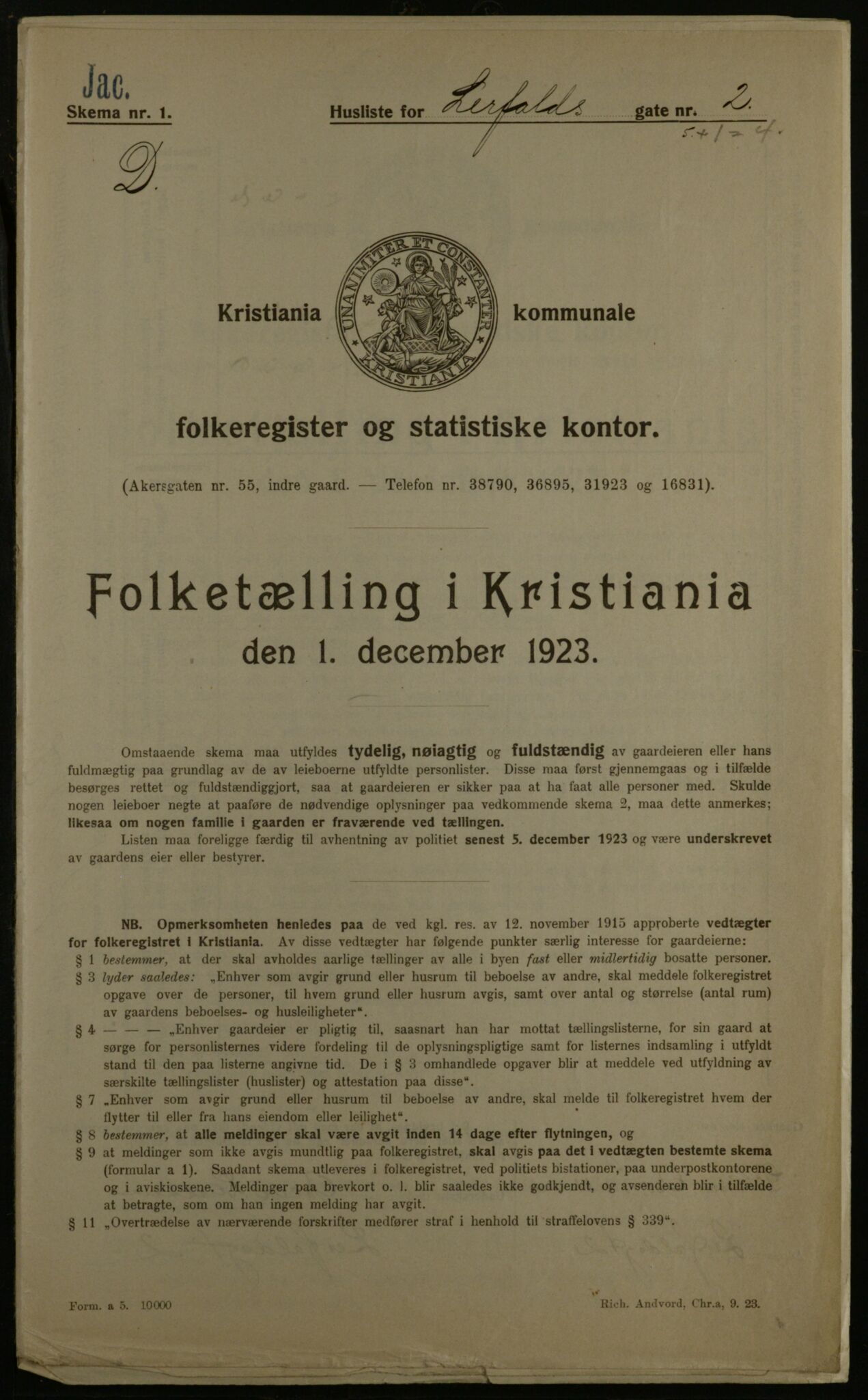 OBA, Municipal Census 1923 for Kristiania, 1923, p. 63502