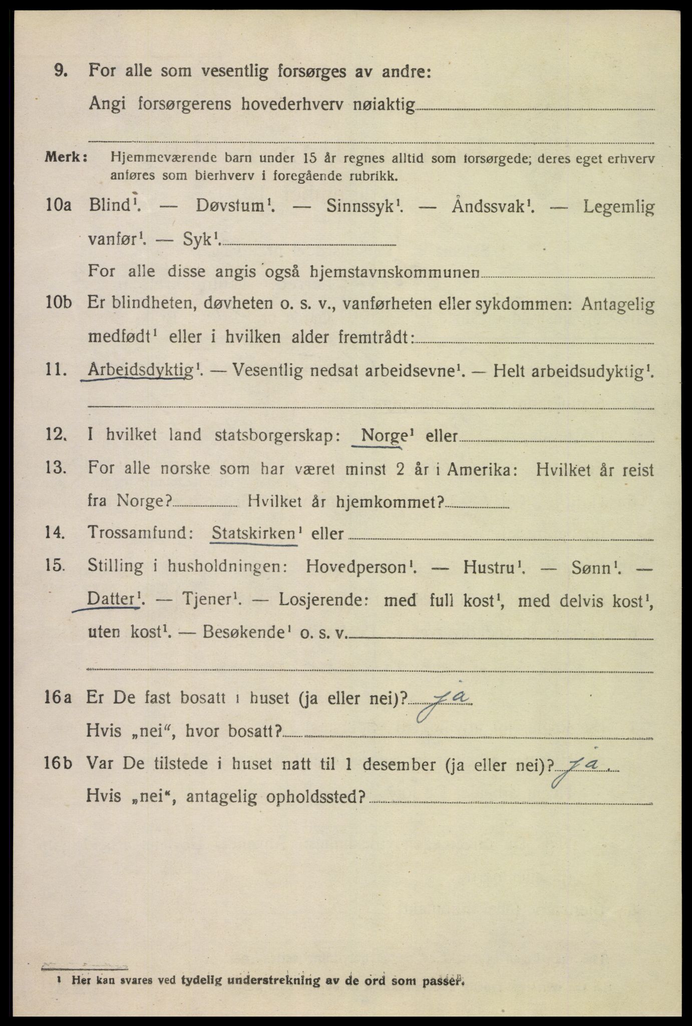 SAK, 1920 census for Åseral, 1920, p. 2415