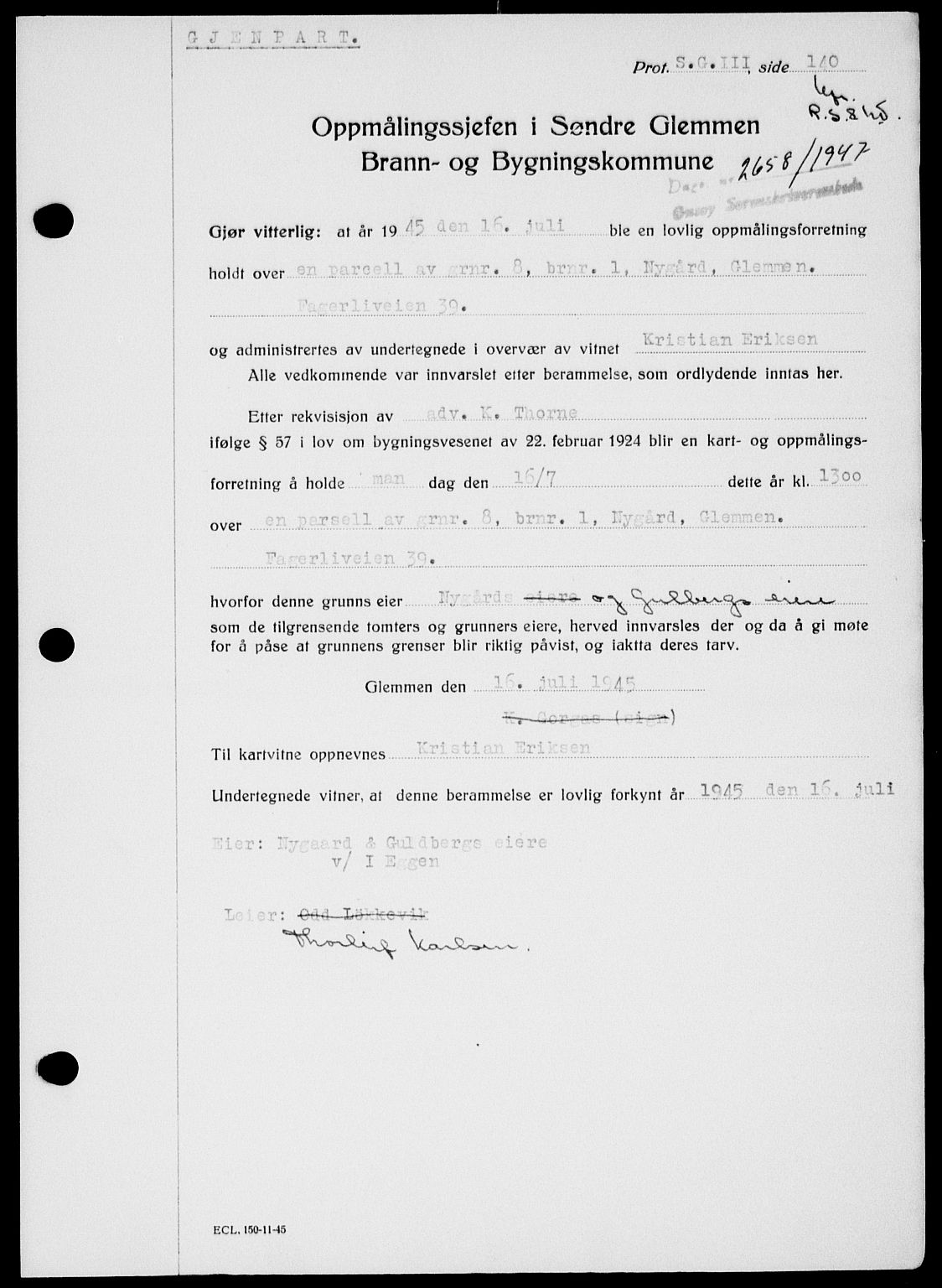 Onsøy sorenskriveri, SAO/A-10474/G/Ga/Gab/L0021: Mortgage book no. II A-21, 1947-1947, Diary no: : 2658/1947