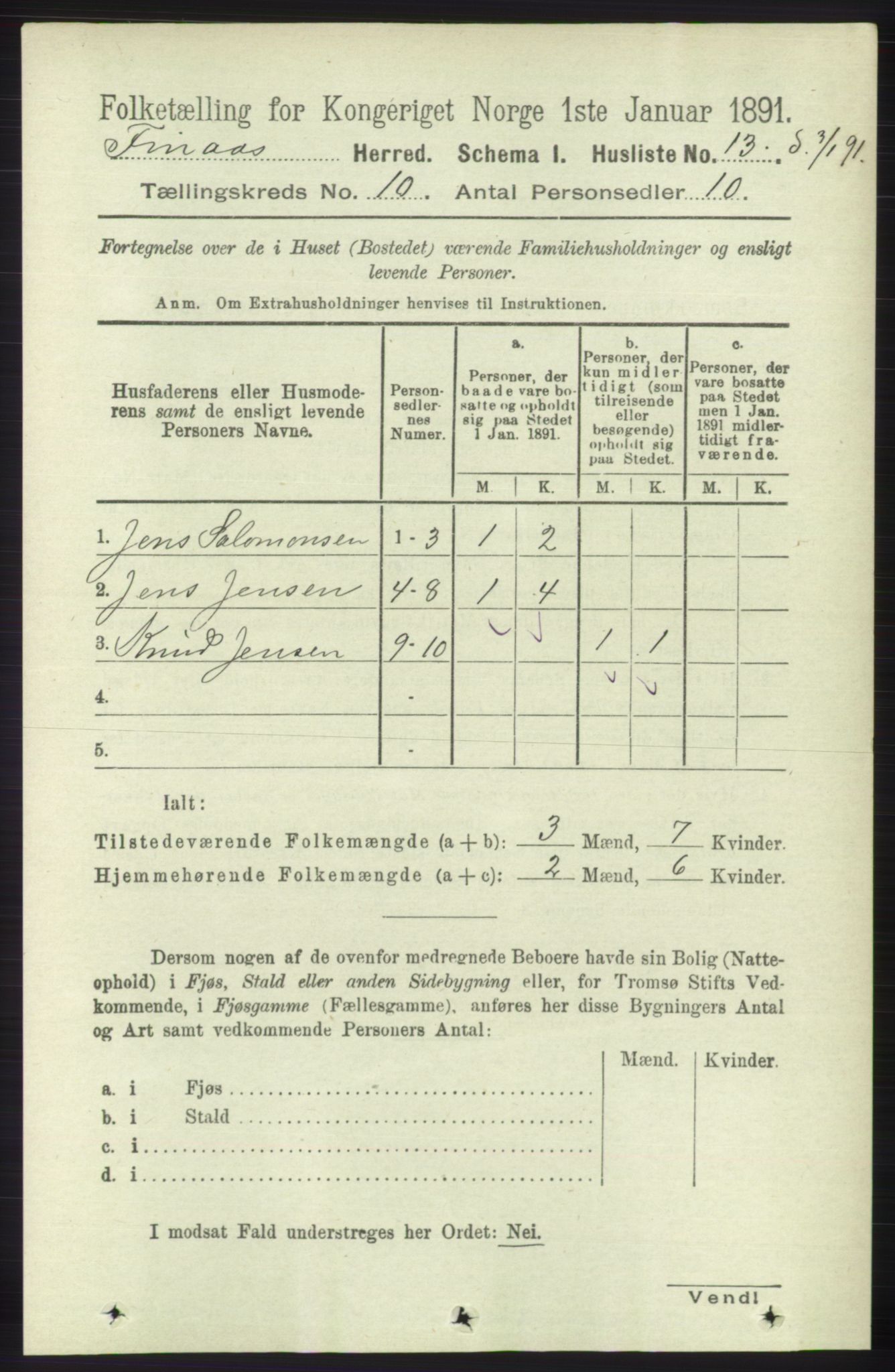 RA, 1891 census for 1218 Finnås, 1891, p. 4434