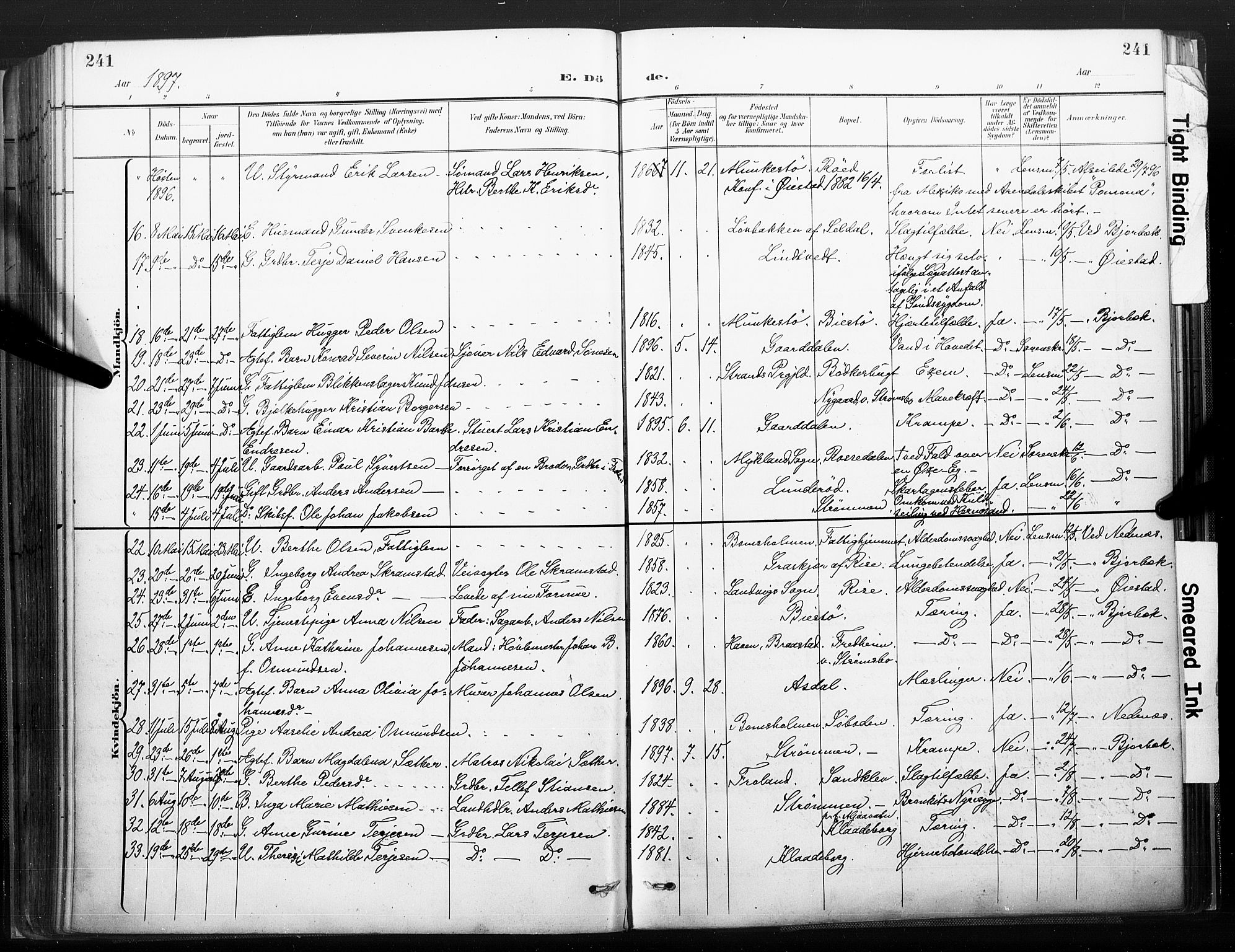 Øyestad sokneprestkontor, SAK/1111-0049/F/Fa/L0018: Parish register (official) no. A 18, 1897-1907, p. 241