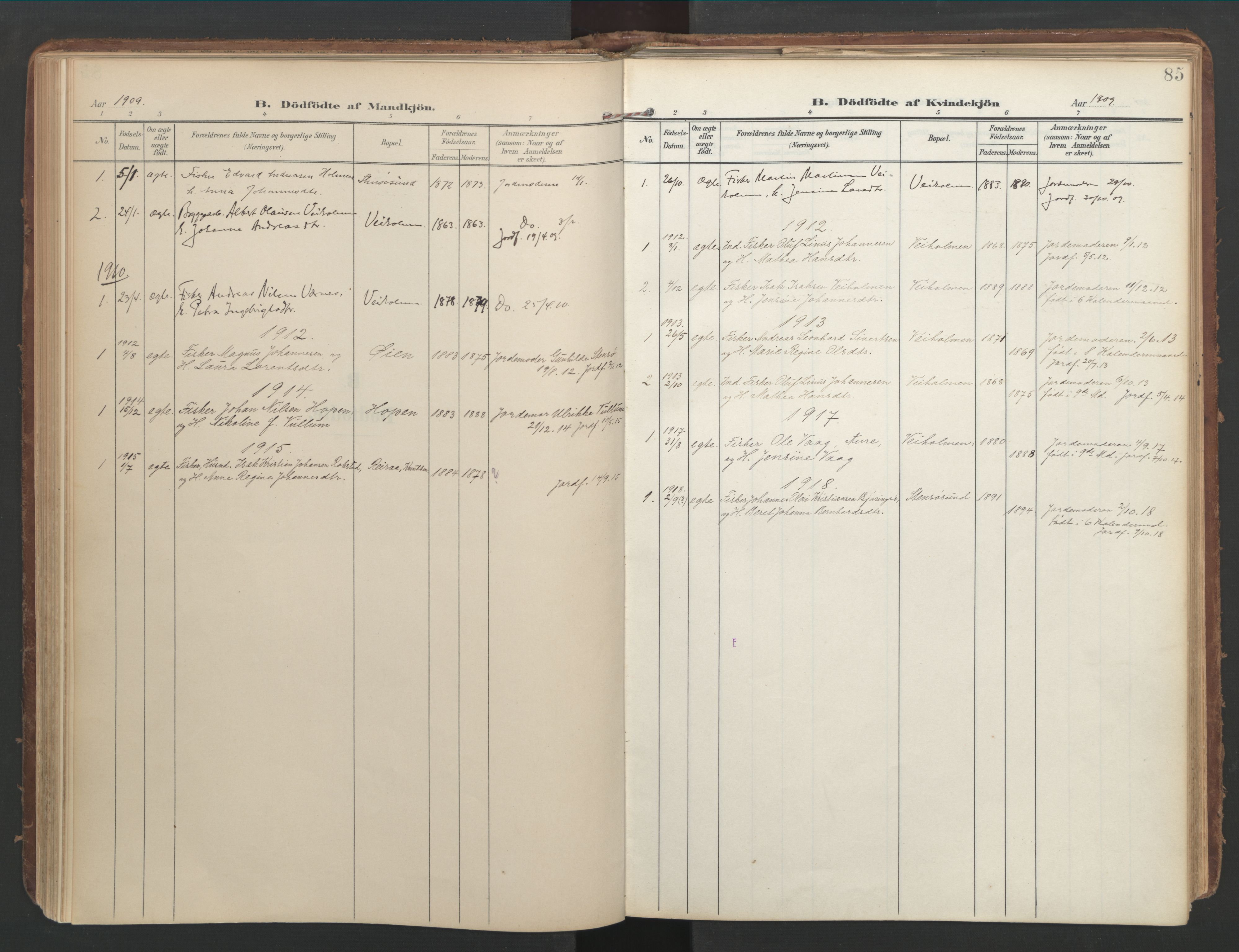 Ministerialprotokoller, klokkerbøker og fødselsregistre - Møre og Romsdal, AV/SAT-A-1454/583/L0955: Parish register (official) no. 583A02, 1907-1926, p. 85