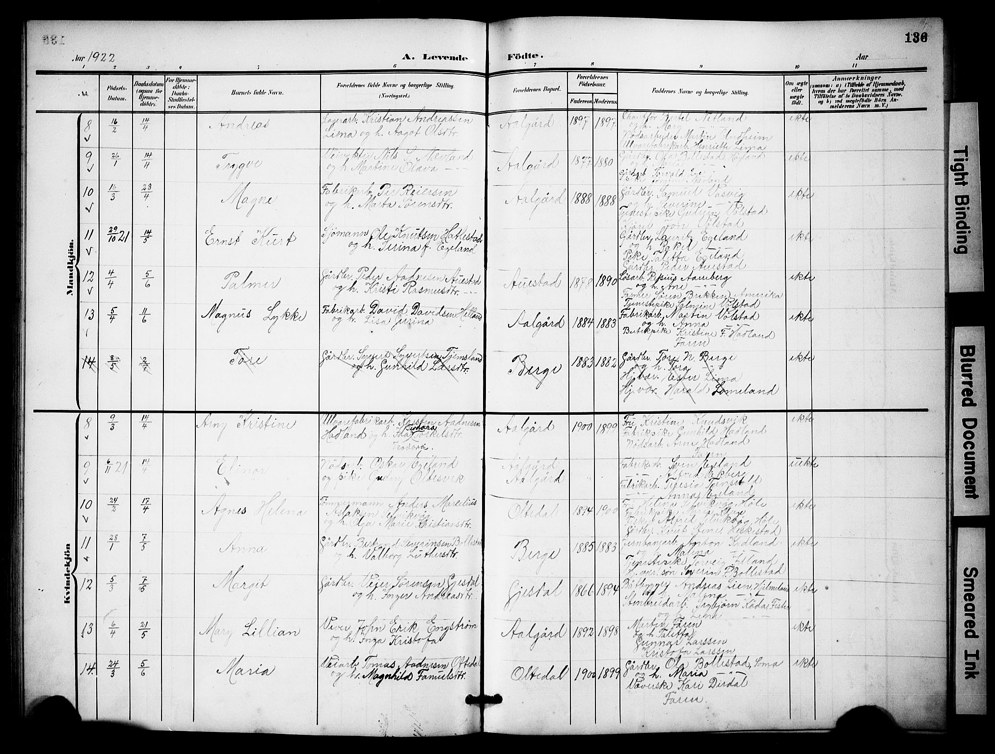 Lye sokneprestkontor, AV/SAST-A-101794/001/30BB/L0009: Parish register (copy) no. B 9, 1902-1923, p. 136