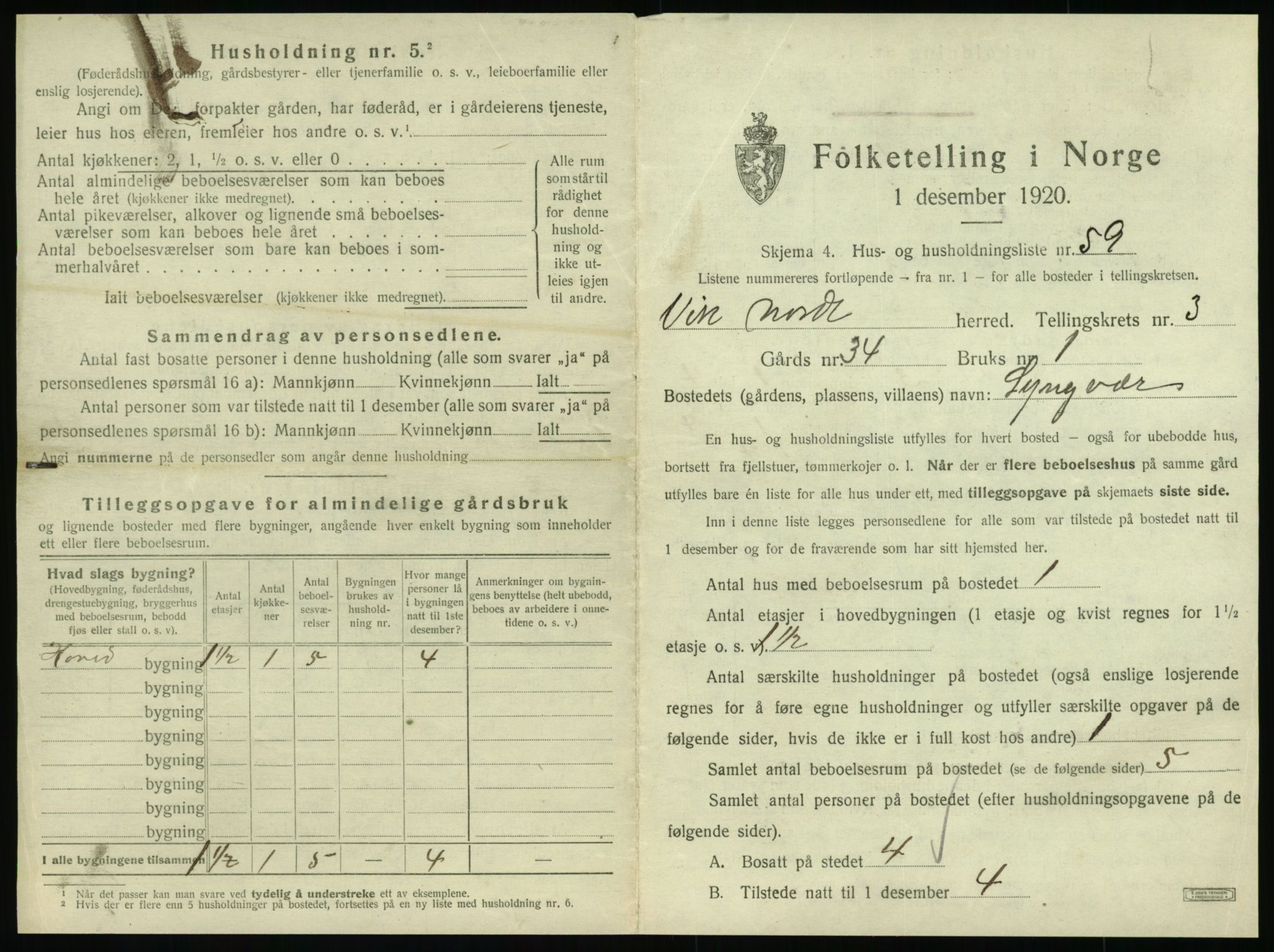 SAT, 1920 census for Vik, 1920, p. 247