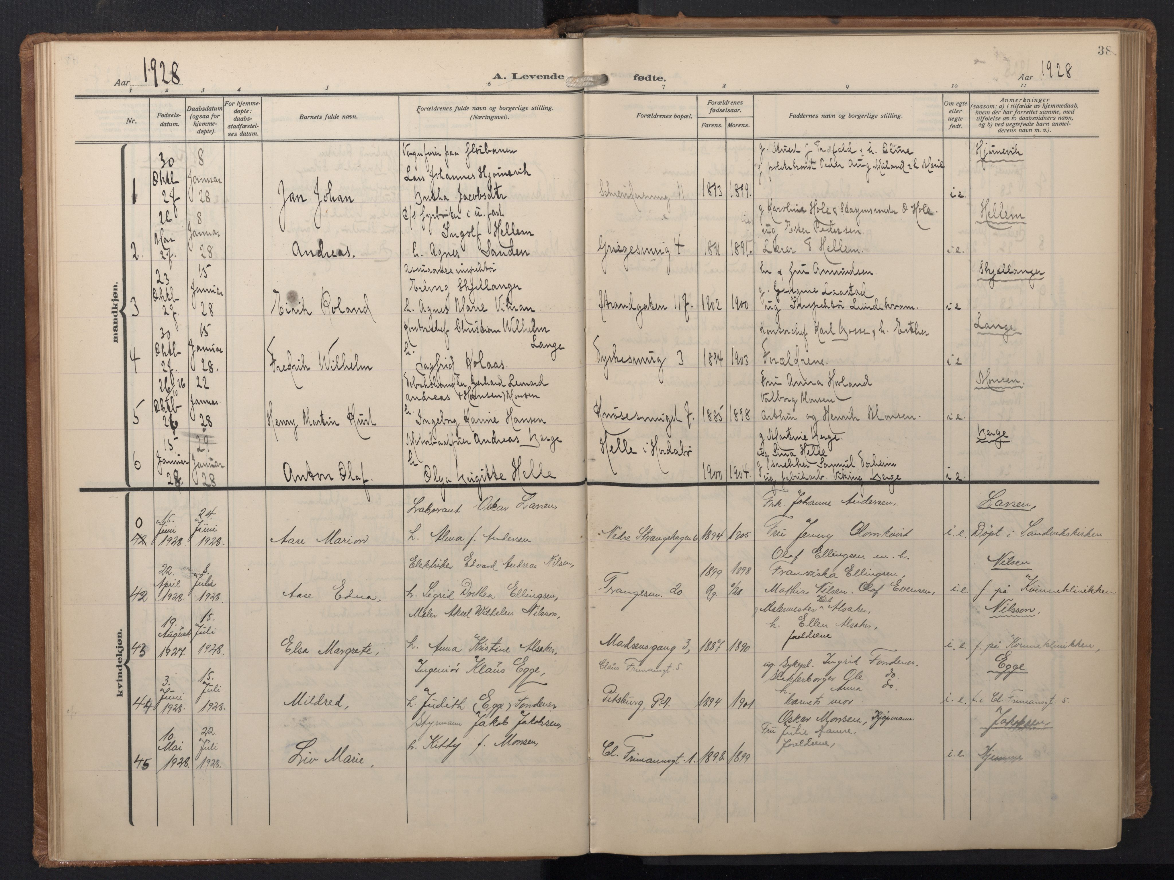 Nykirken Sokneprestembete, AV/SAB-A-77101/H/Hab: Parish register (copy) no. B 9, 1925-1948, p. 38