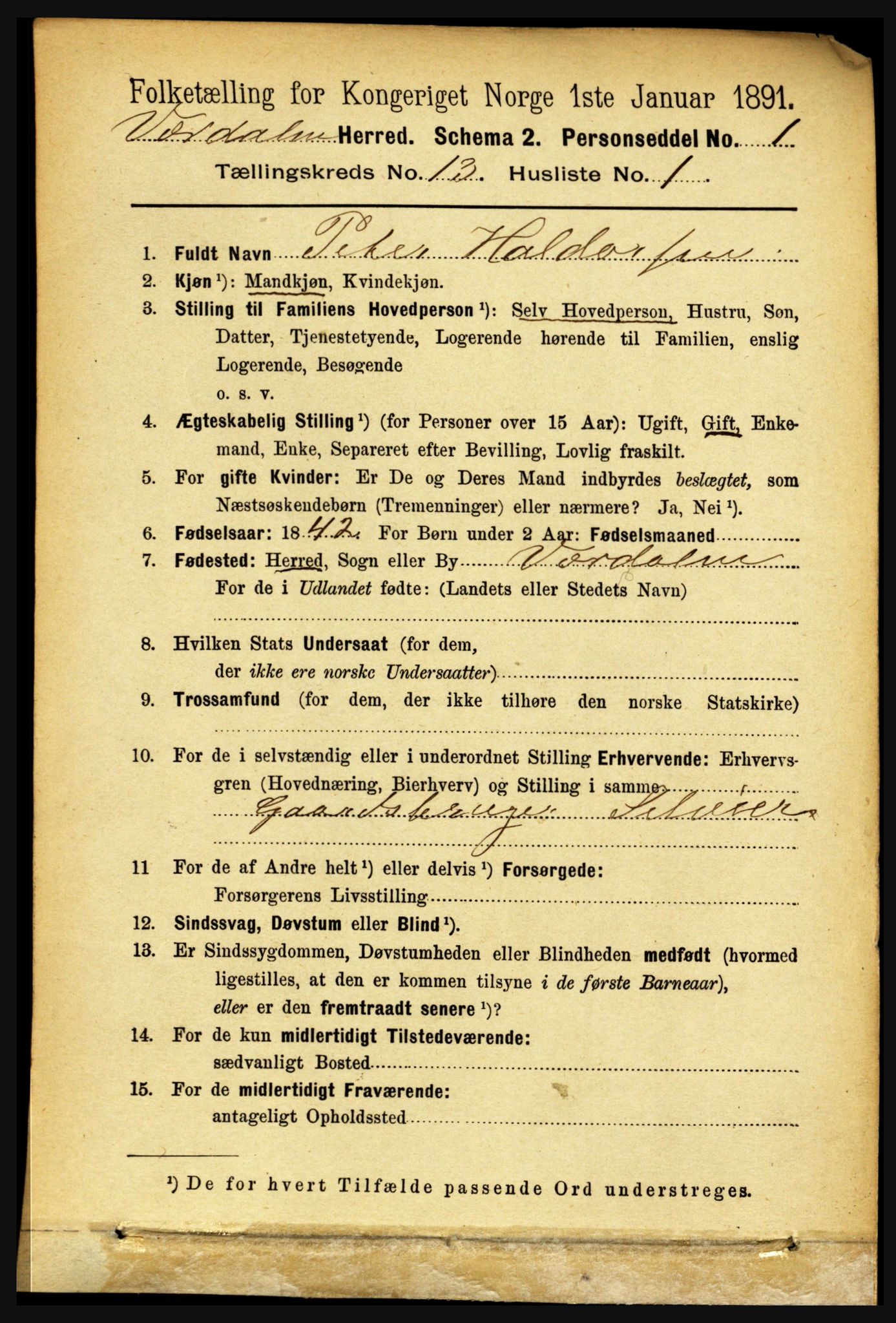 RA, 1891 census for 1721 Verdal, 1891, p. 6892