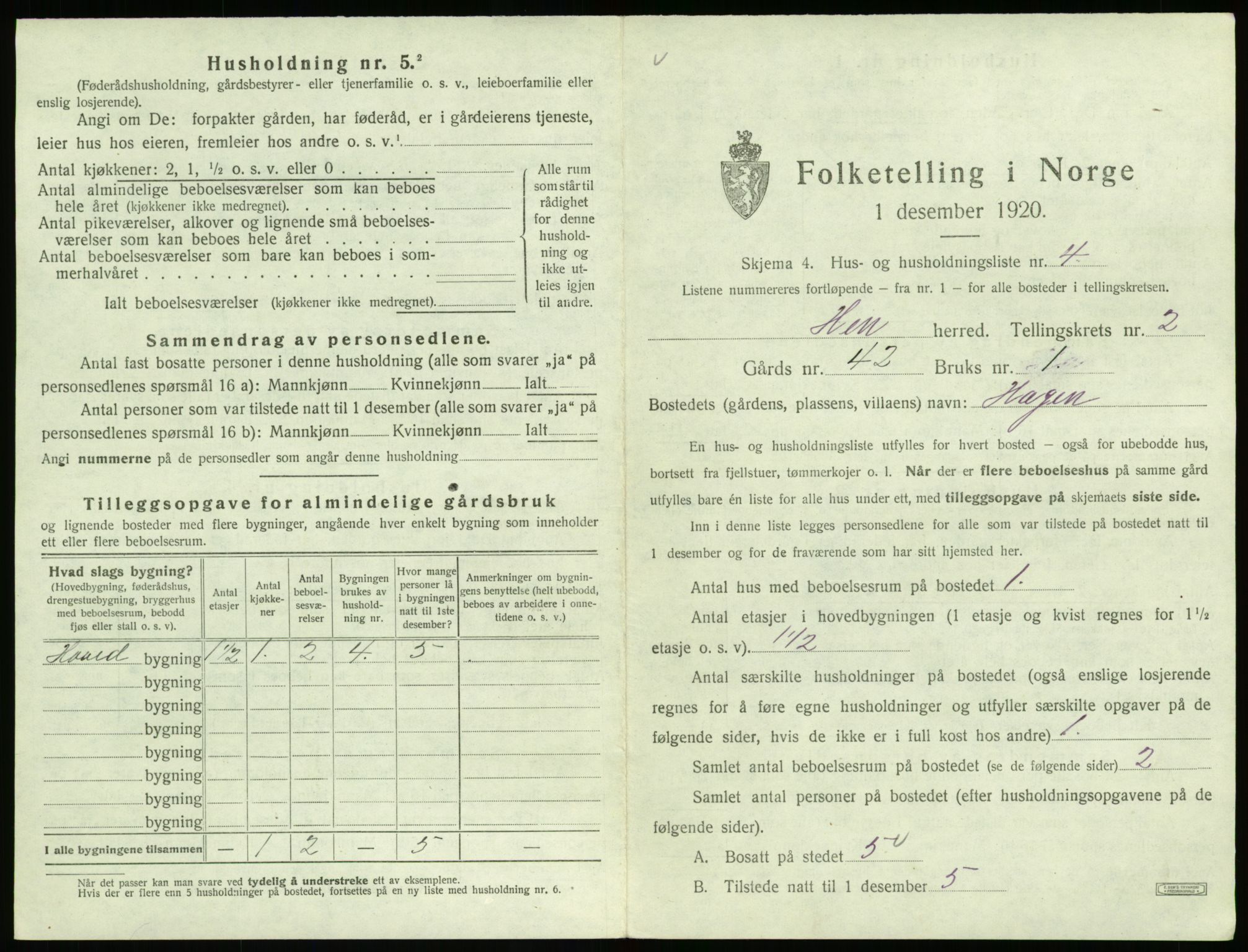 SAT, 1920 census for Hen, 1920, p. 126