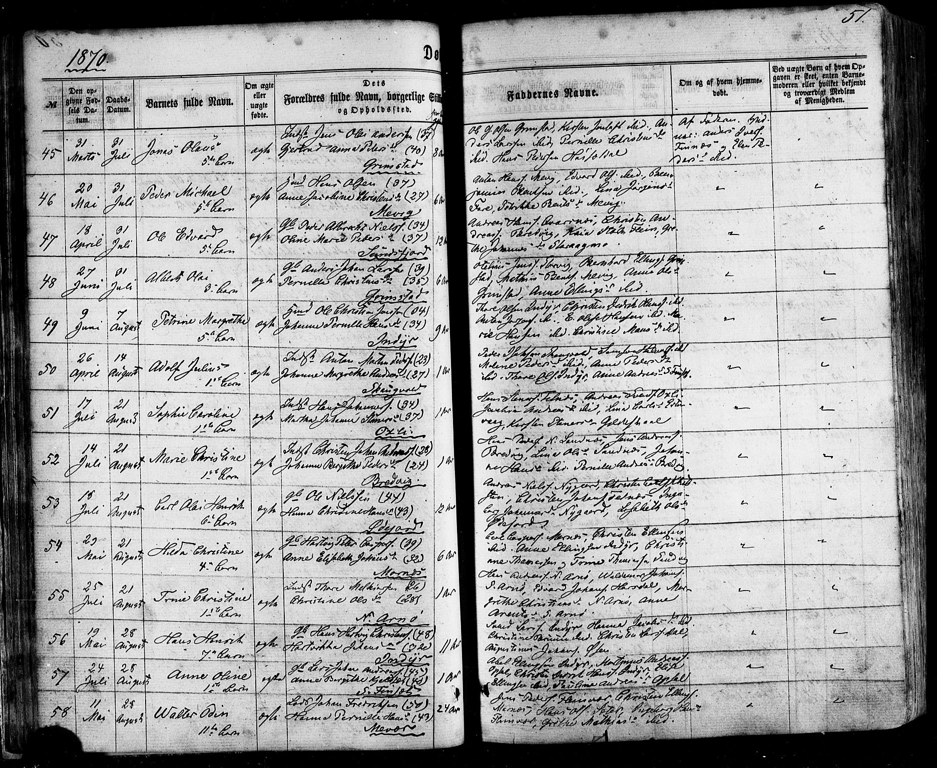 Ministerialprotokoller, klokkerbøker og fødselsregistre - Nordland, SAT/A-1459/805/L0098: Parish register (official) no. 805A05, 1862-1879, p. 51