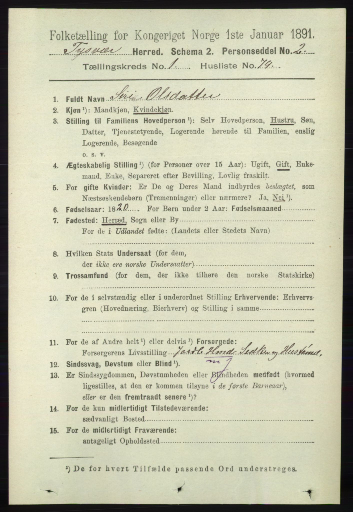 RA, 1891 census for 1146 Tysvær, 1891, p. 514