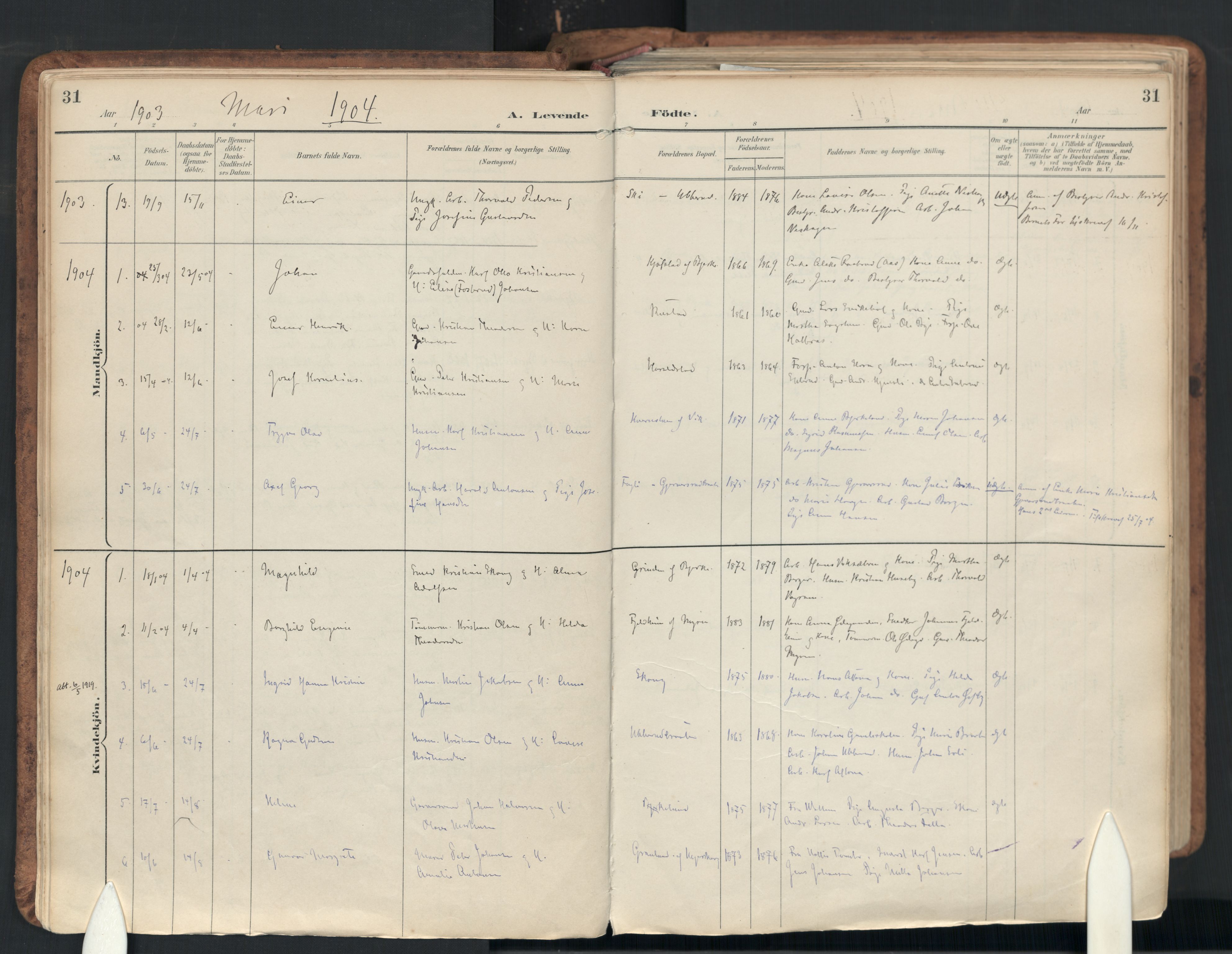 Enebakk prestekontor Kirkebøker, AV/SAO-A-10171c/F/Fb/L0002: Parish register (official) no. II 2, 1891-1959, p. 31