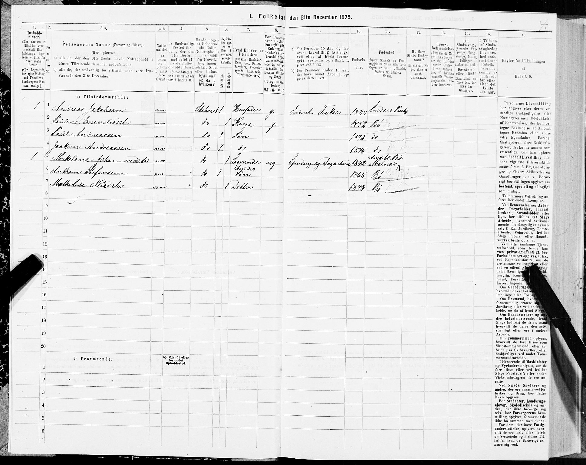 SAT, 1875 census for 1867P Bø, 1875, p. 2004