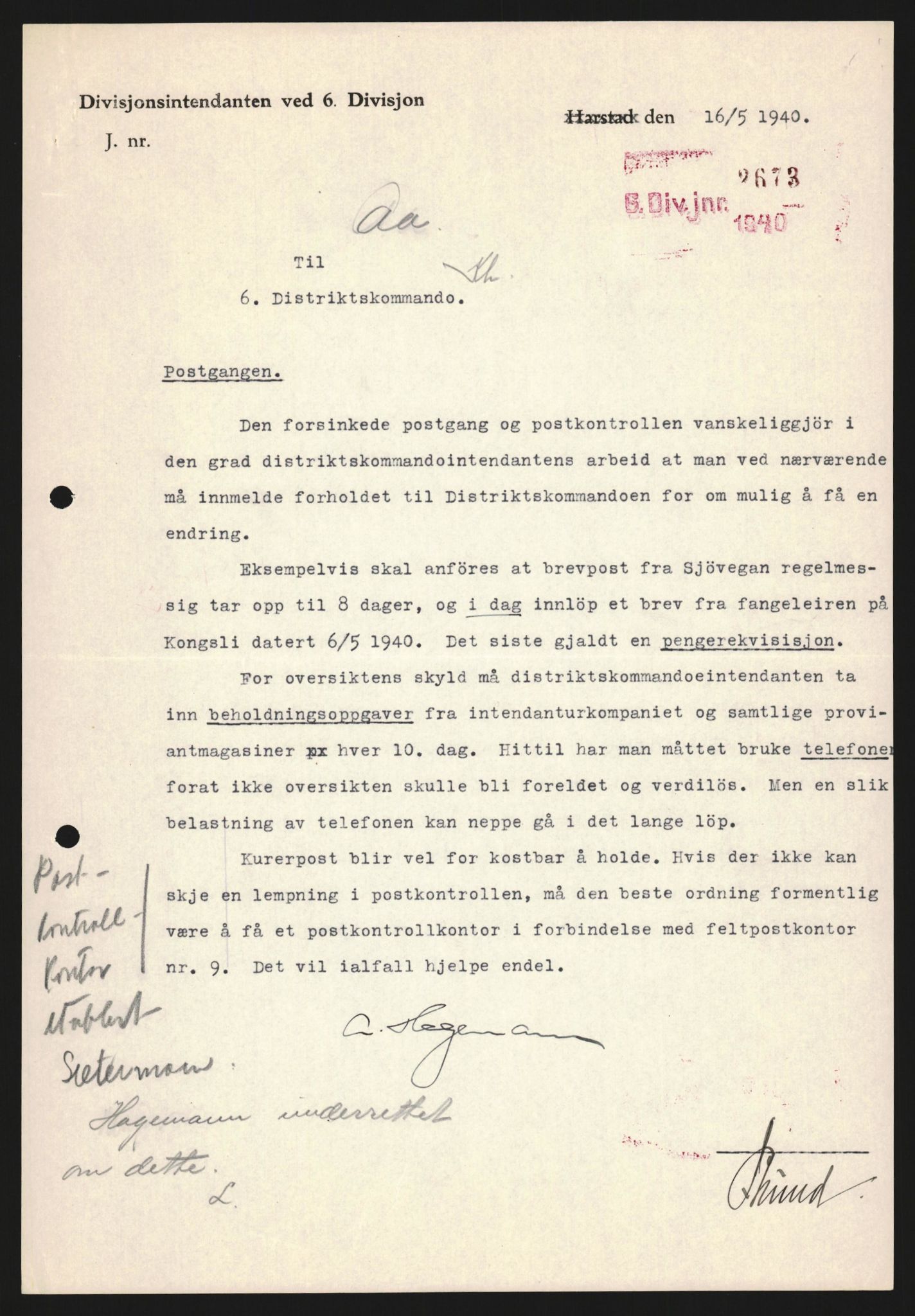 Forsvaret, Forsvarets krigshistoriske avdeling, AV/RA-RAFA-2017/Y/Yb/L0123: II-C-11-600  -  6. Divisjon med avdelinger, 1940, p. 669