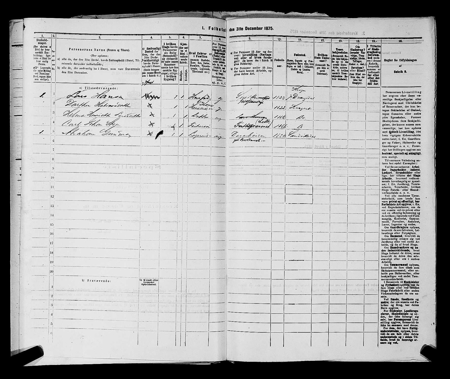 SAKO, 1875 census for 0801P Kragerø, 1875, p. 871