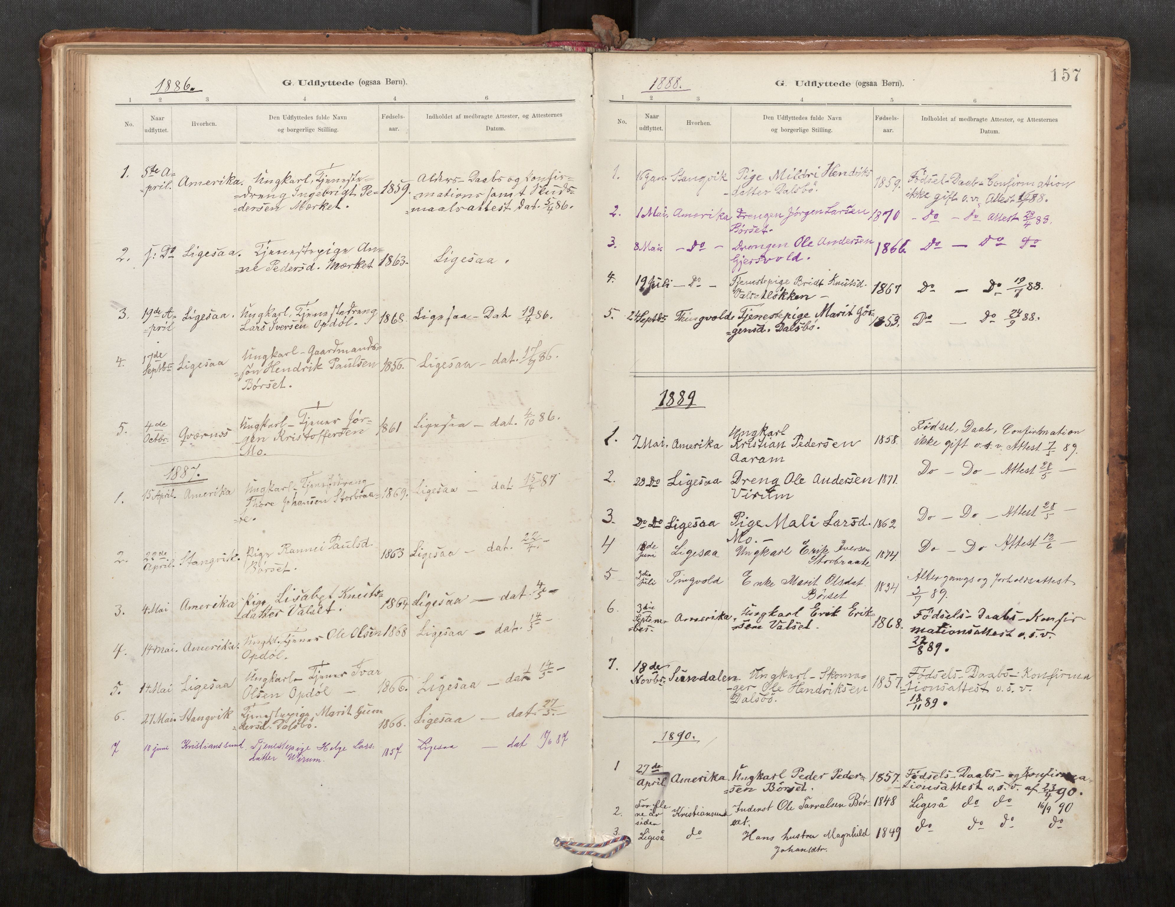 Parish register (official) no. 1, 1886-1908, p. 157
